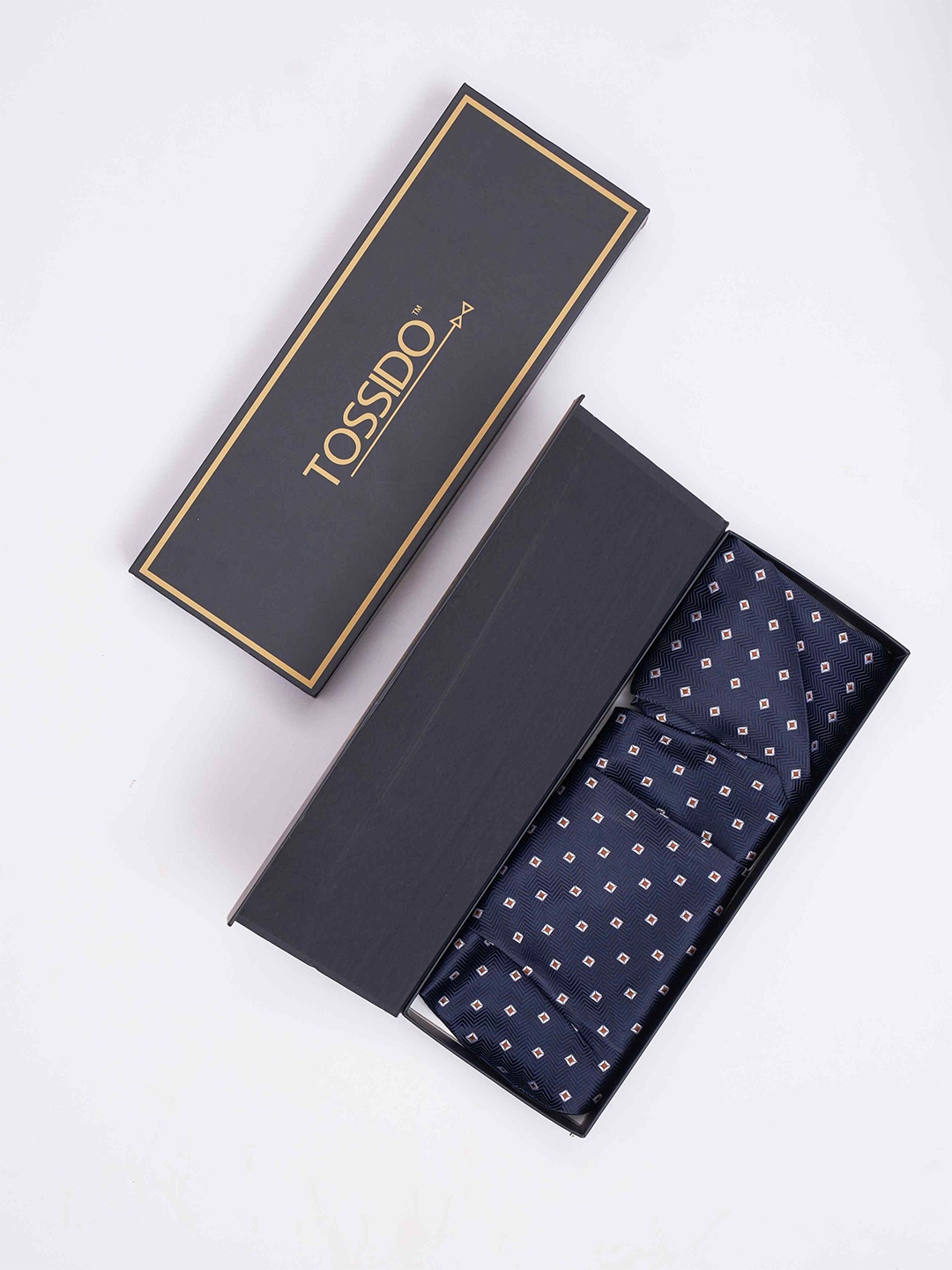 

Tossido Men Woven Cravat & Pocket Square Accessory Gift, Blue