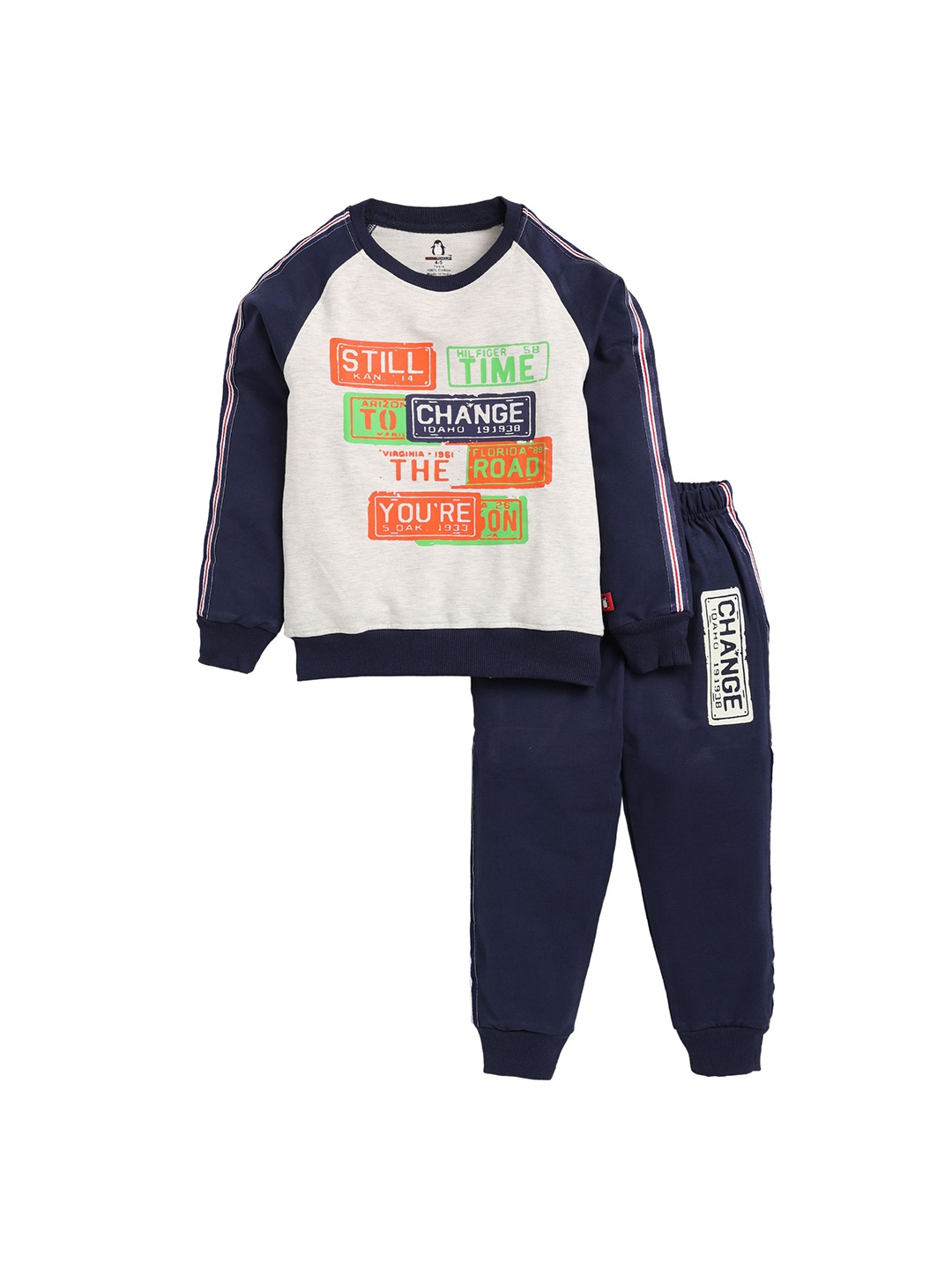 

CRAZYPENGUIN ELITE Boys Printed Long Sleeves Sweatshirt With Joggers, Grey