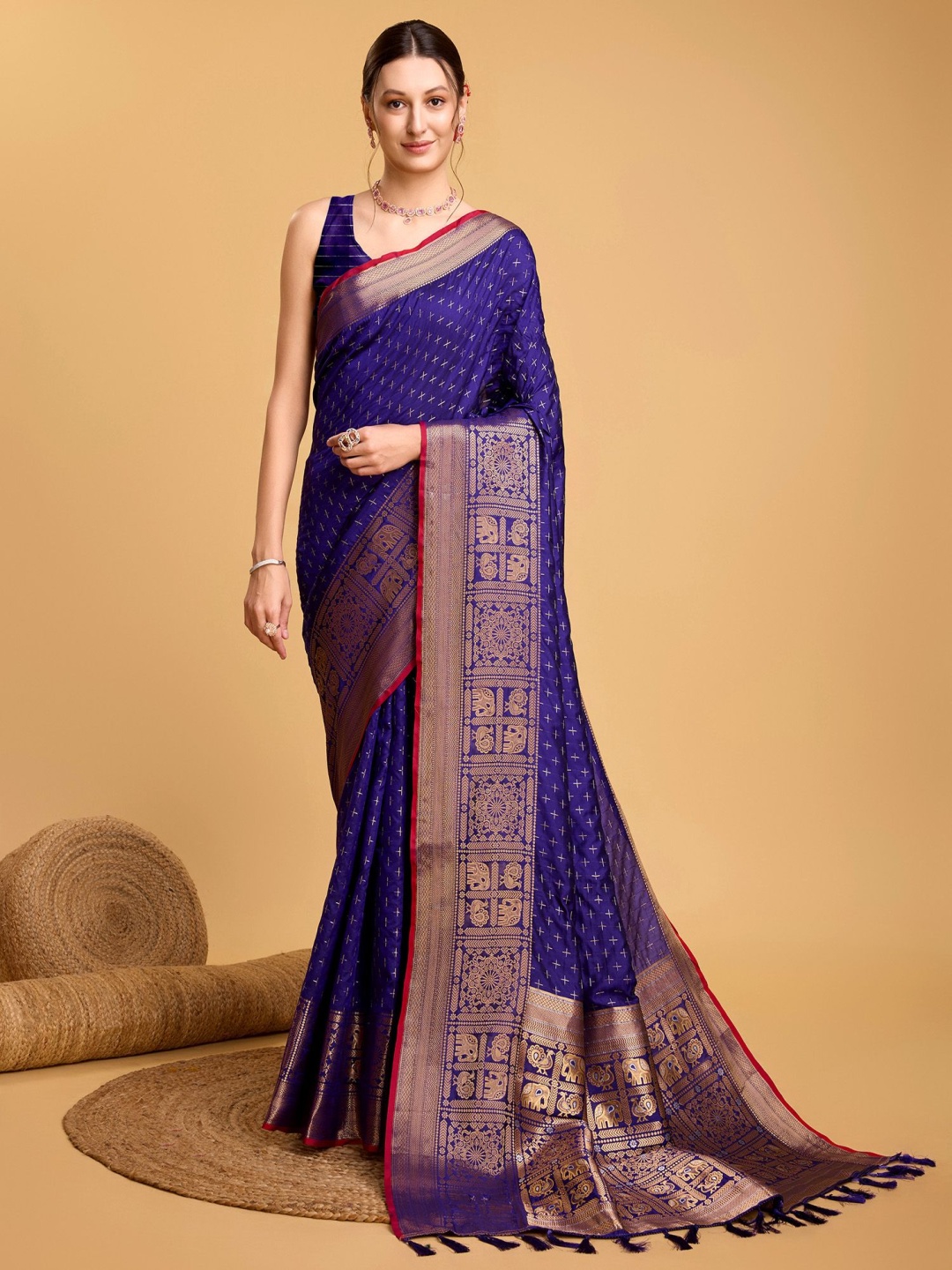 

Munir Woven Design Zari Banarasi Saree, Blue