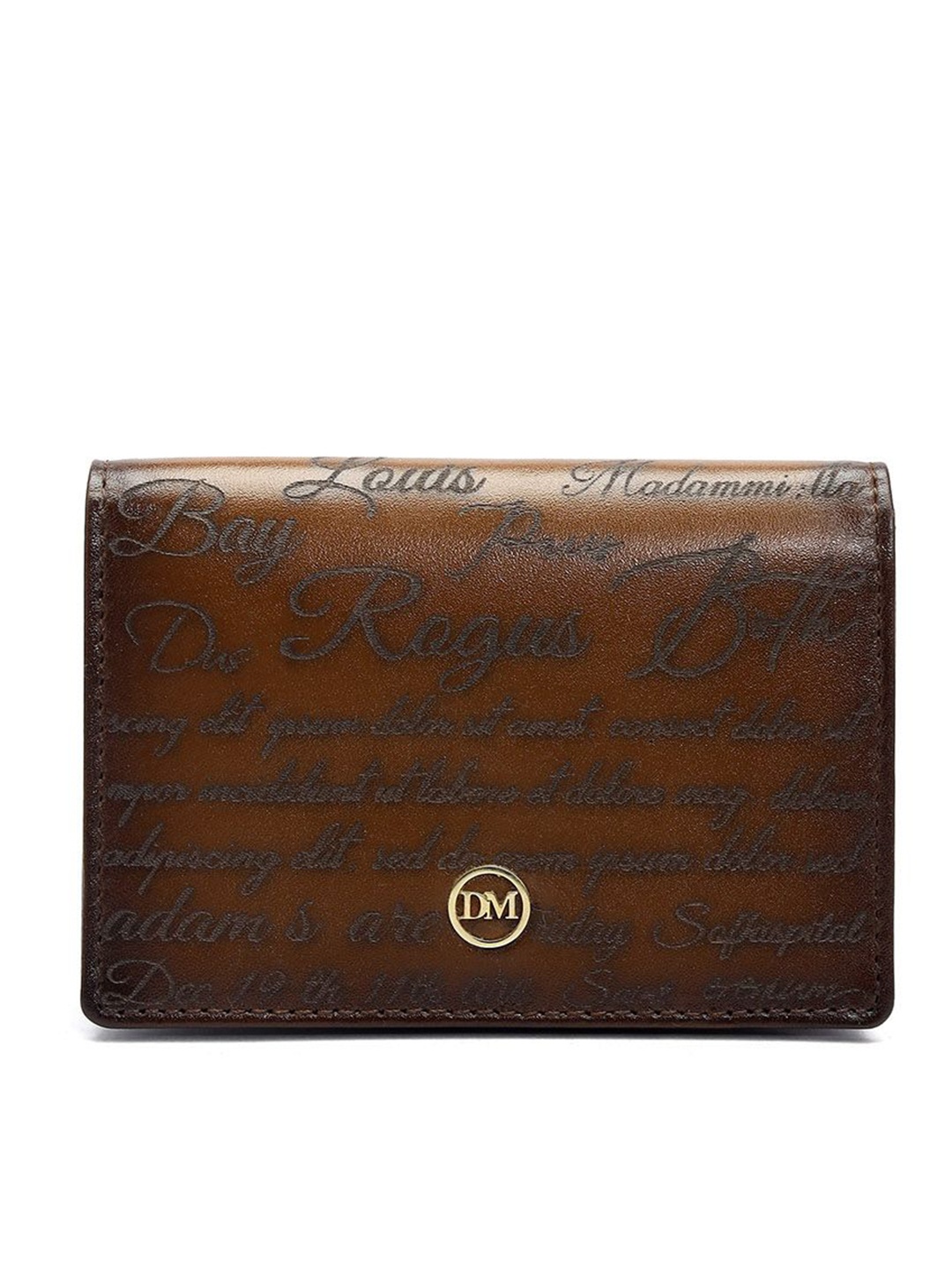 

Da Milano Unisex Typography Printed Leather Card Holder, Brown