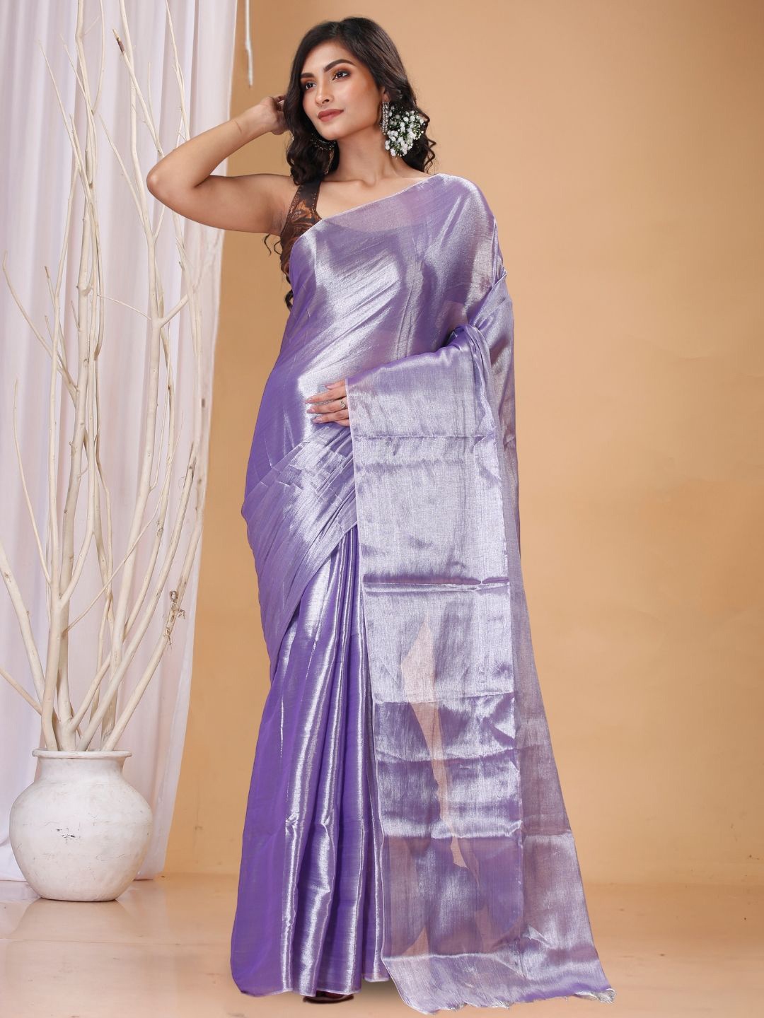 

T.J. SAREES Tissue Zari Saree, Purple