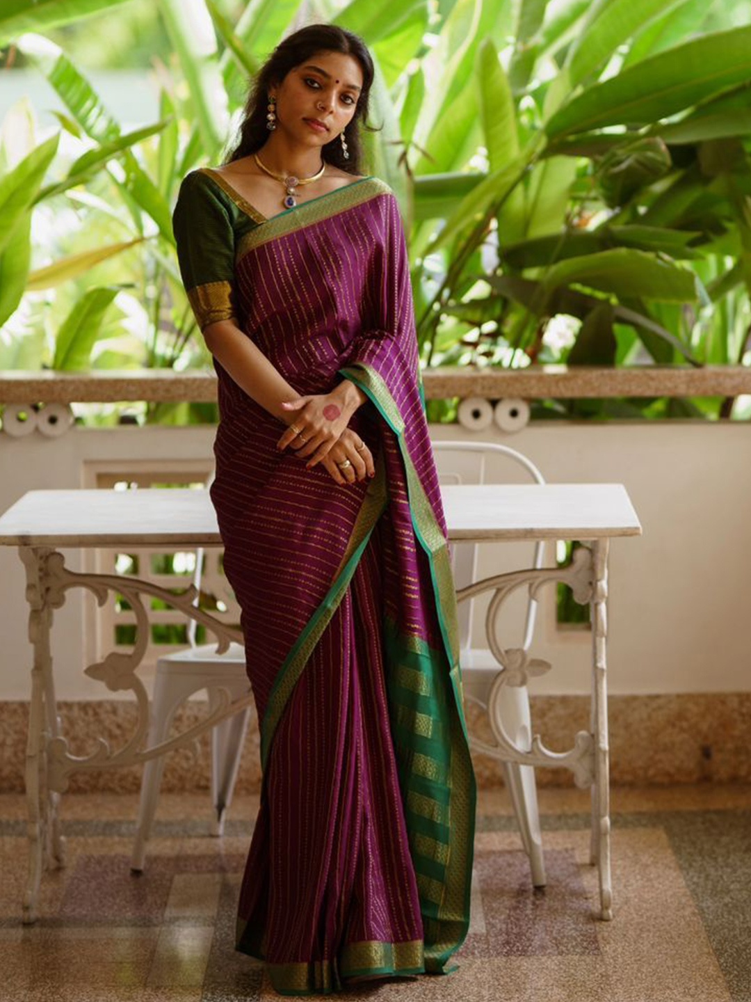 

Fabdeal Woven Design Zari Kanjeevaram Saree, Purple