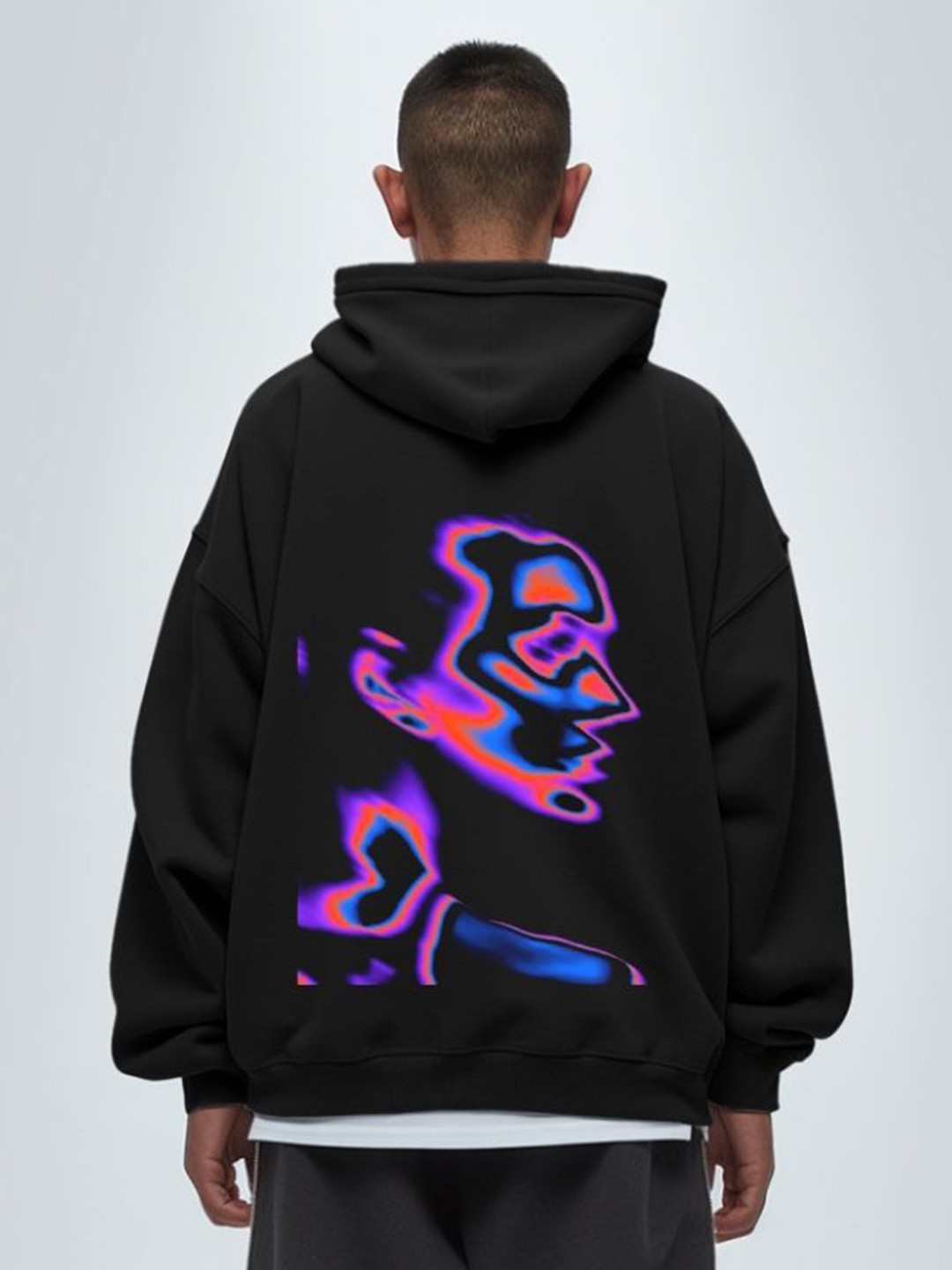 

TheBTclub Men Printed Hooded Sweatshirt, Black