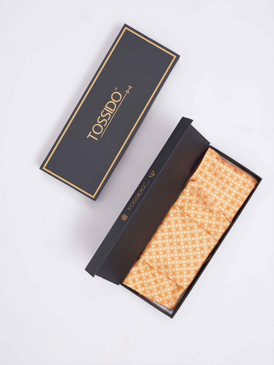 

Tossido Men Woven Design Cravat & Pocket Square Accessory Gift, Yellow