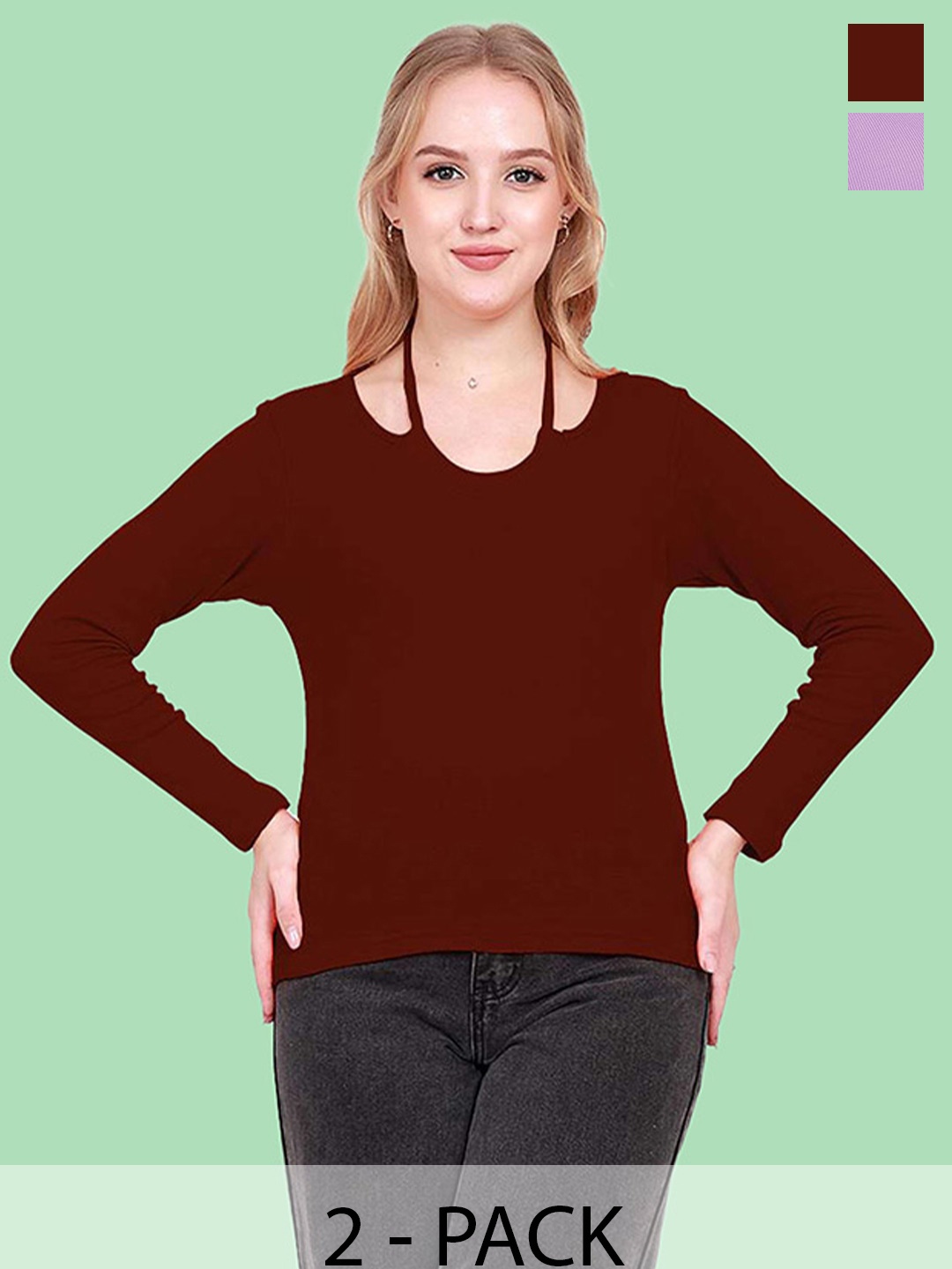 

BAESD Women Pack of 2 Top, Brown