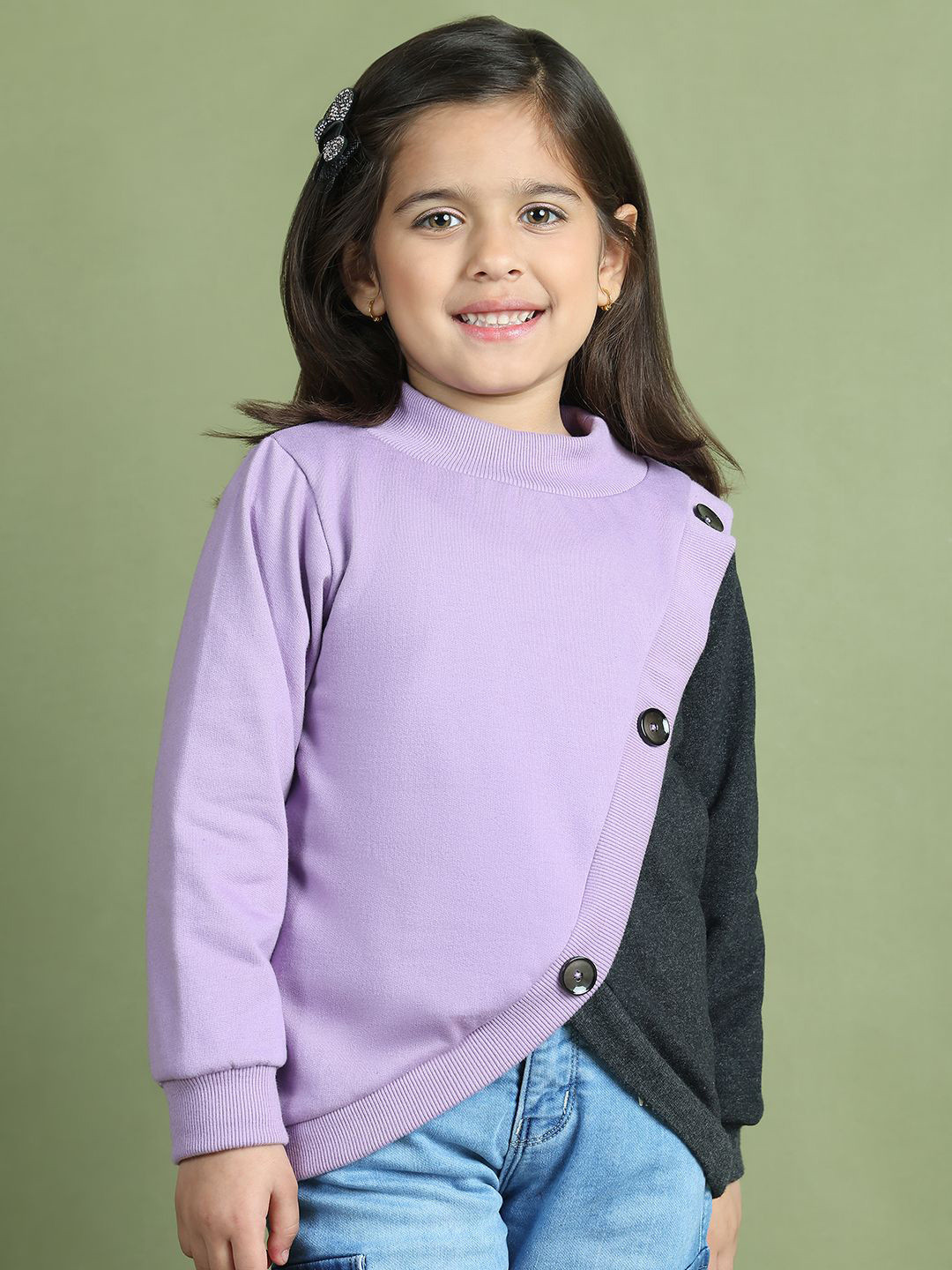

MINI & MING Girls Colourblocked Sweatshirt, Purple