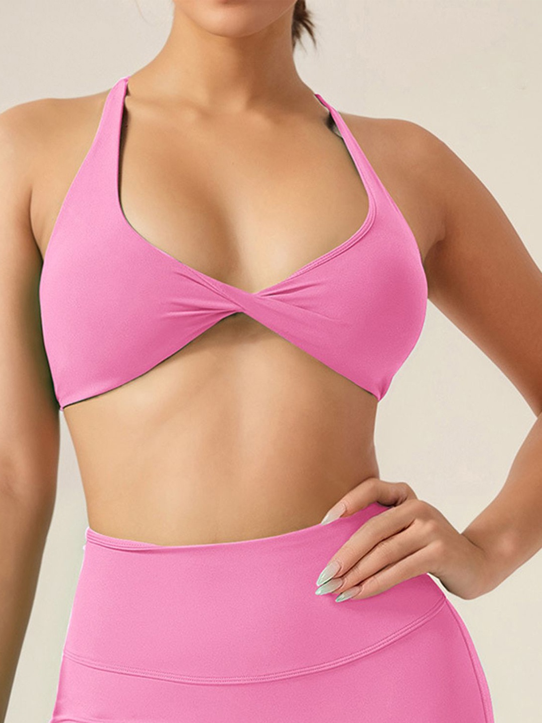 

LULU & SKY Women Halter Neck Bralette Crop Top, Peach