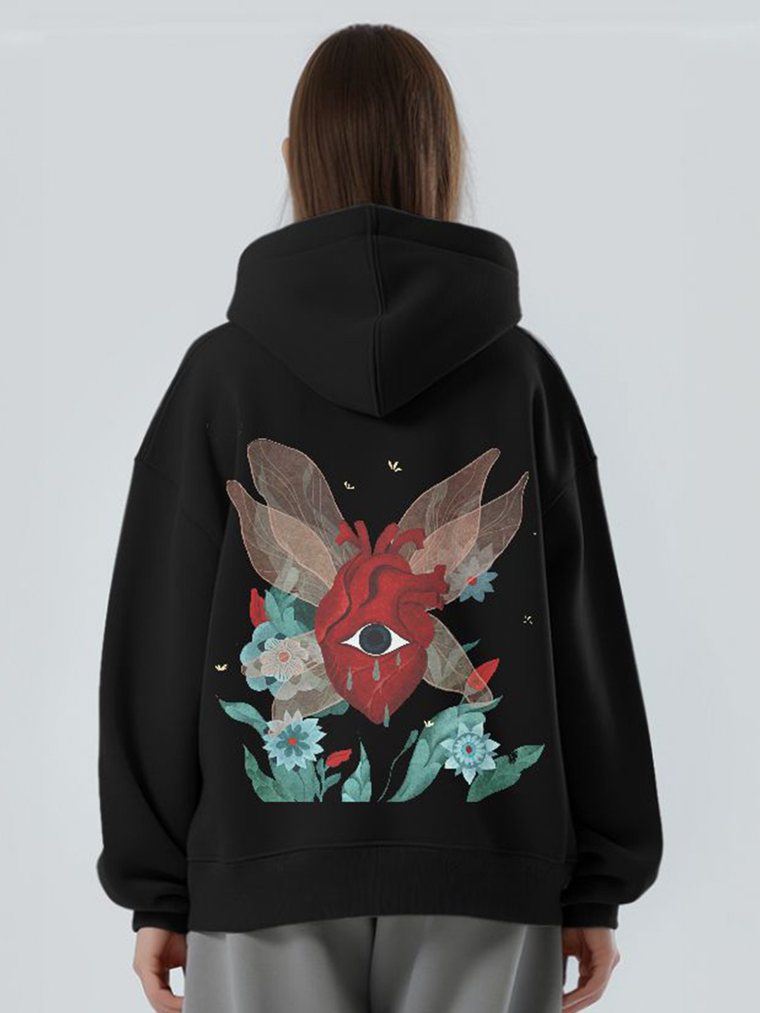 

TheBTclub Unisex Printed Hooded Sweatshirt, Black