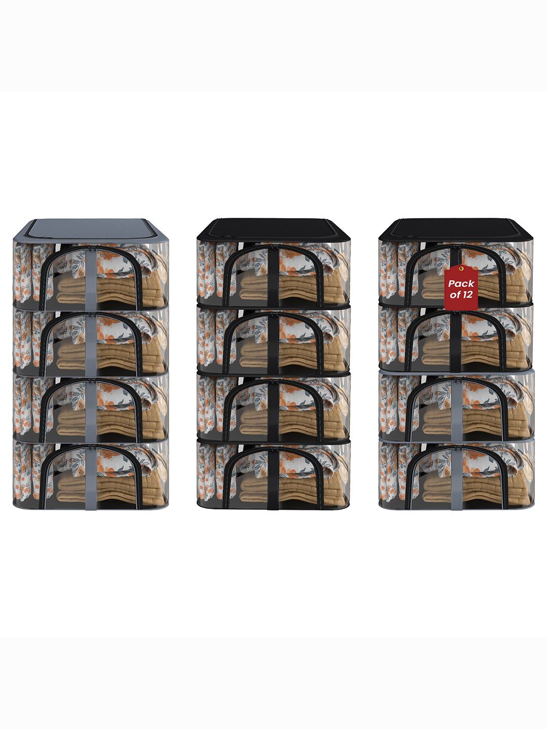 

Kuber Industries Black 12 Pieces Regular Drawer Organisers