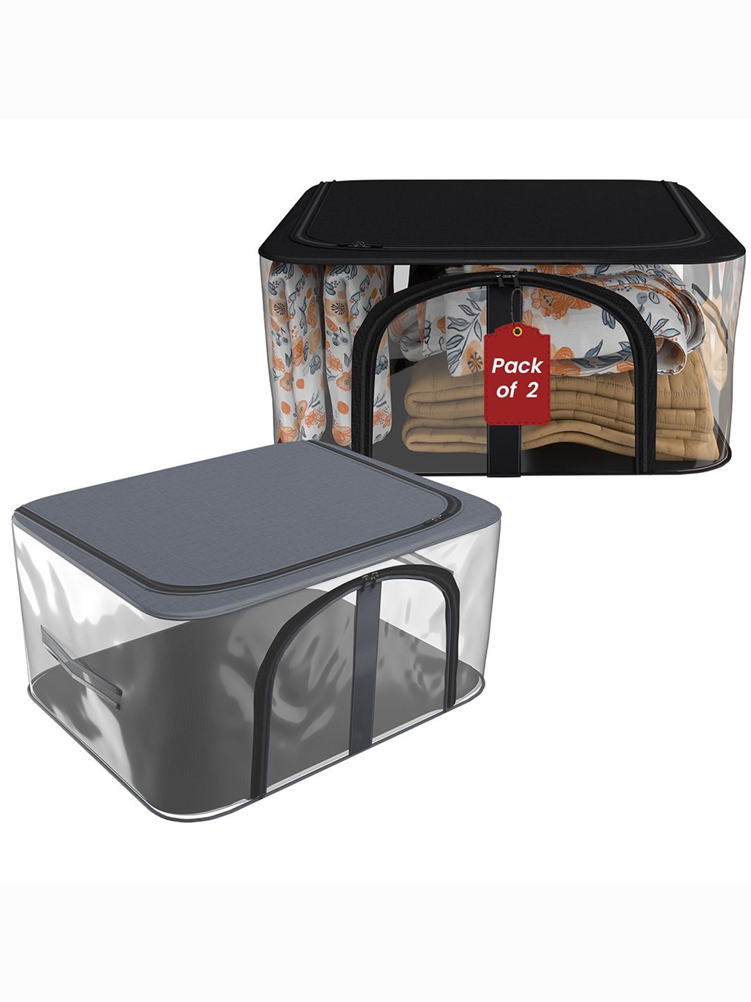 

Kuber Industries Black & Transparent 2 Pieces Regular Drawer Organisers