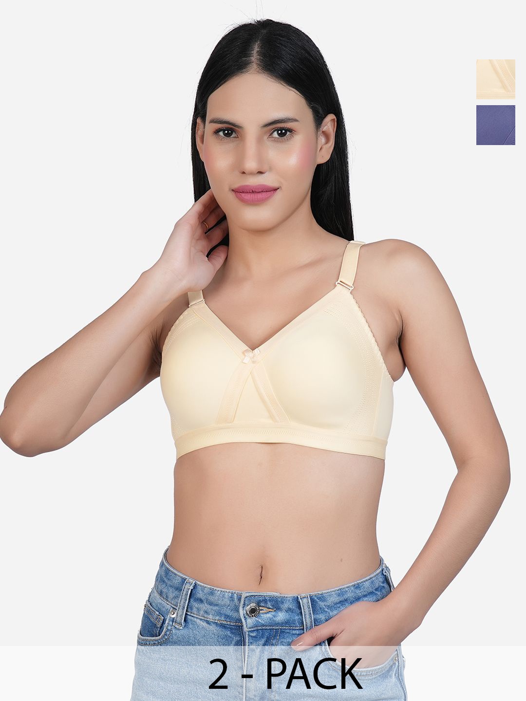 

SHYAM SONS FLAIR Pack Of 2 Full Coverage Underwired Minimizer Bra, Blue