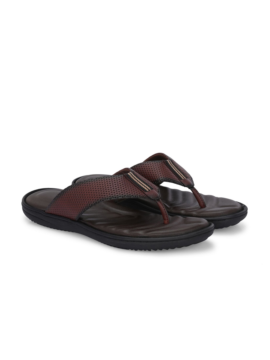 

Azzaro Black Men Self Design Thong Flip-Flops, Tan