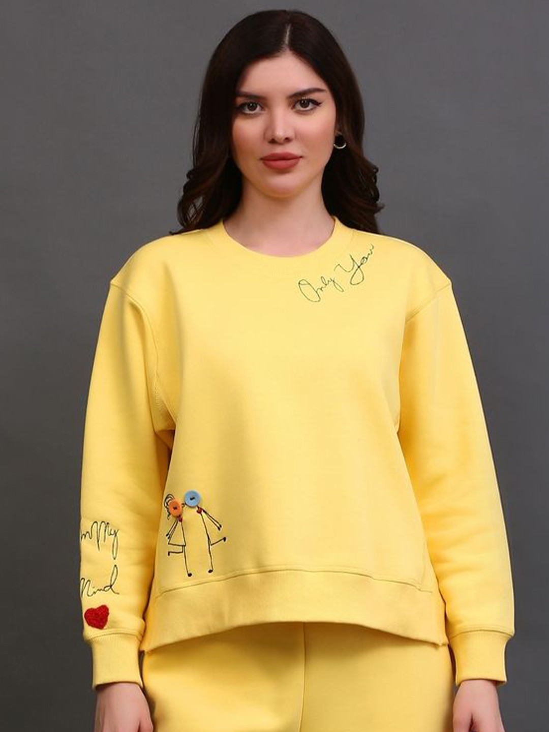 

ECO LEAS BY SHIPRA Women Round Neck Sweatshirt, Yellow