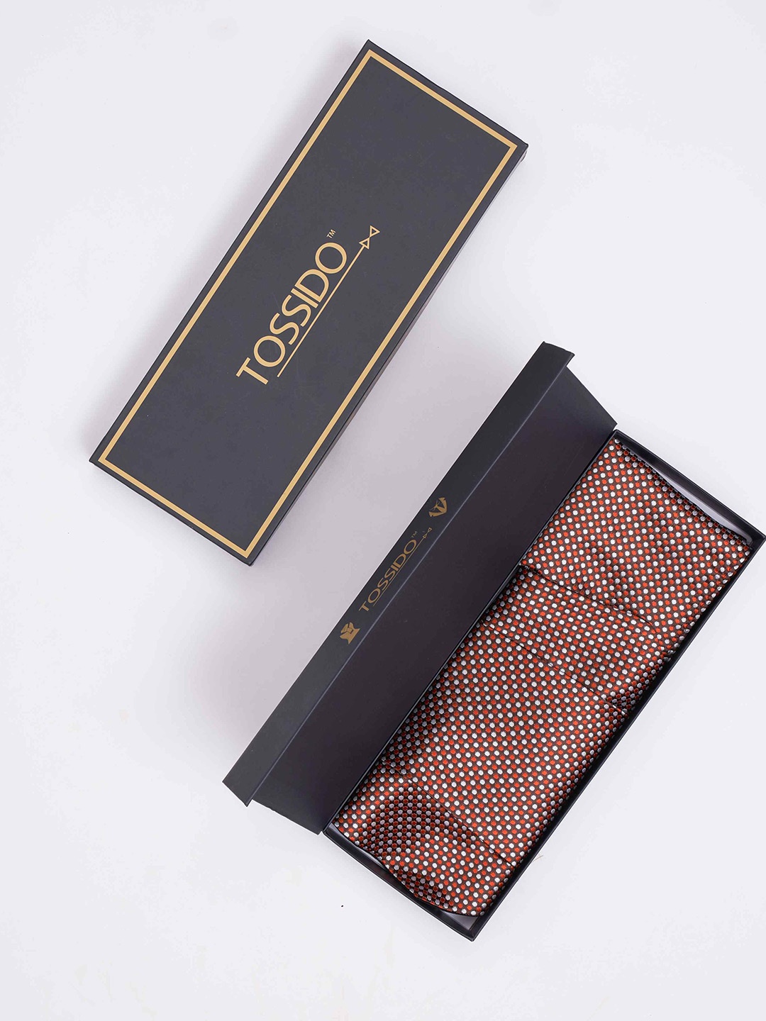 

Tossido Men Woven Design Cravat & Pocket Square Accessory Gift, Orange