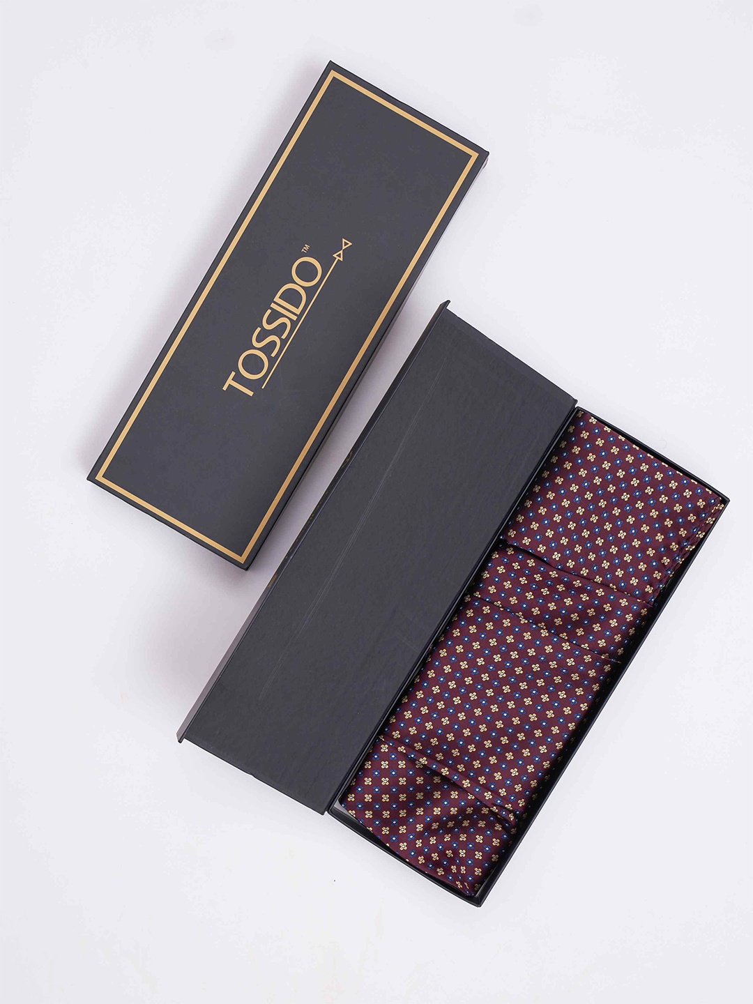 

Tossido Men Woven Design Cravat & Pocket Square Accessory Gift, Maroon