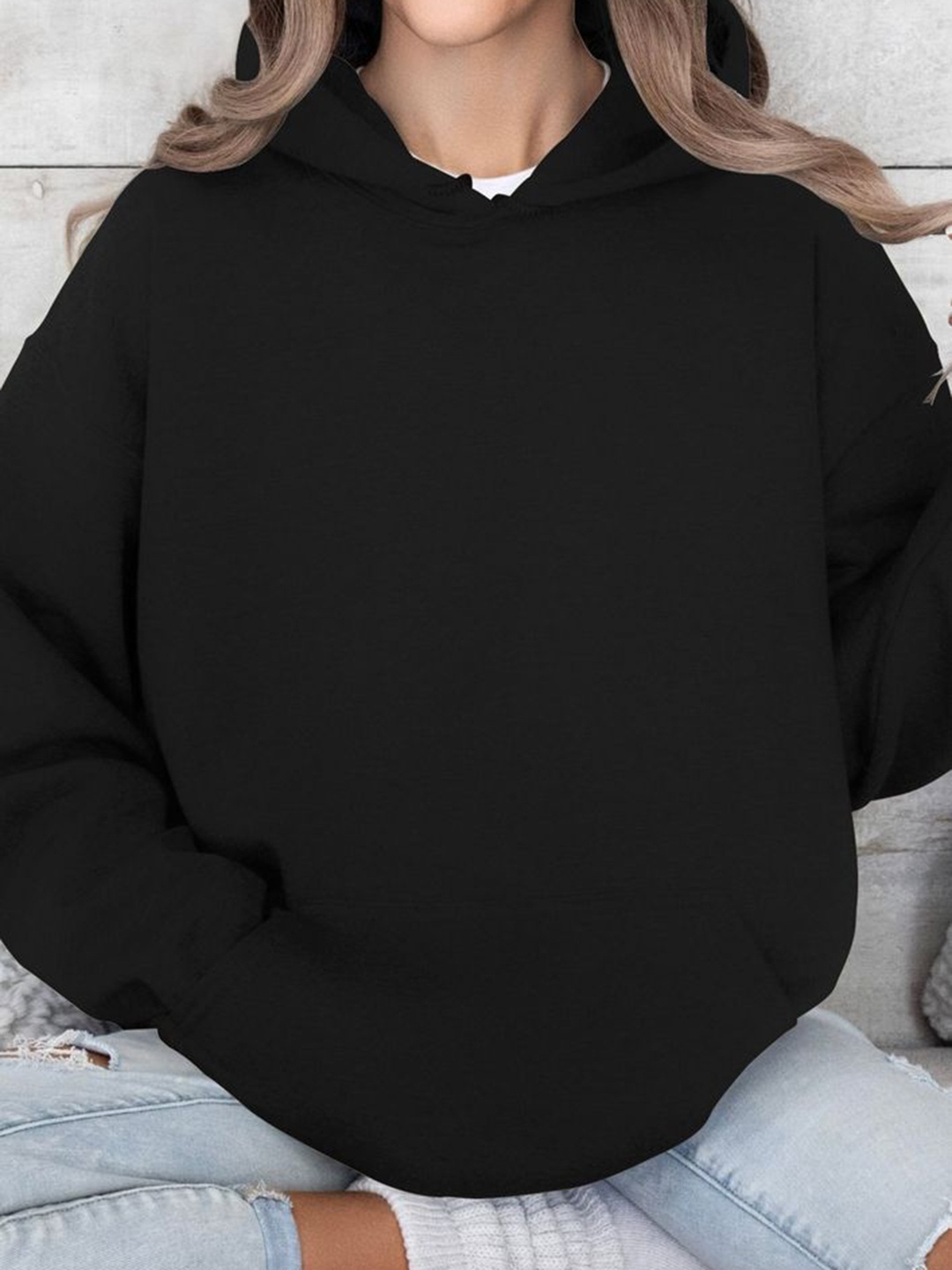 

LULU & SKY Women Long Sleeves Hood Neck Sweatshirt, Black