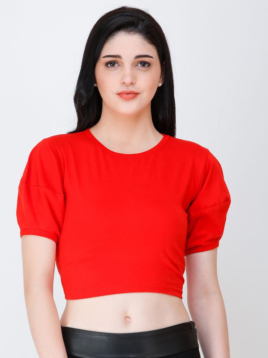 

BAESD Puff Sleeve Crop Top, Red