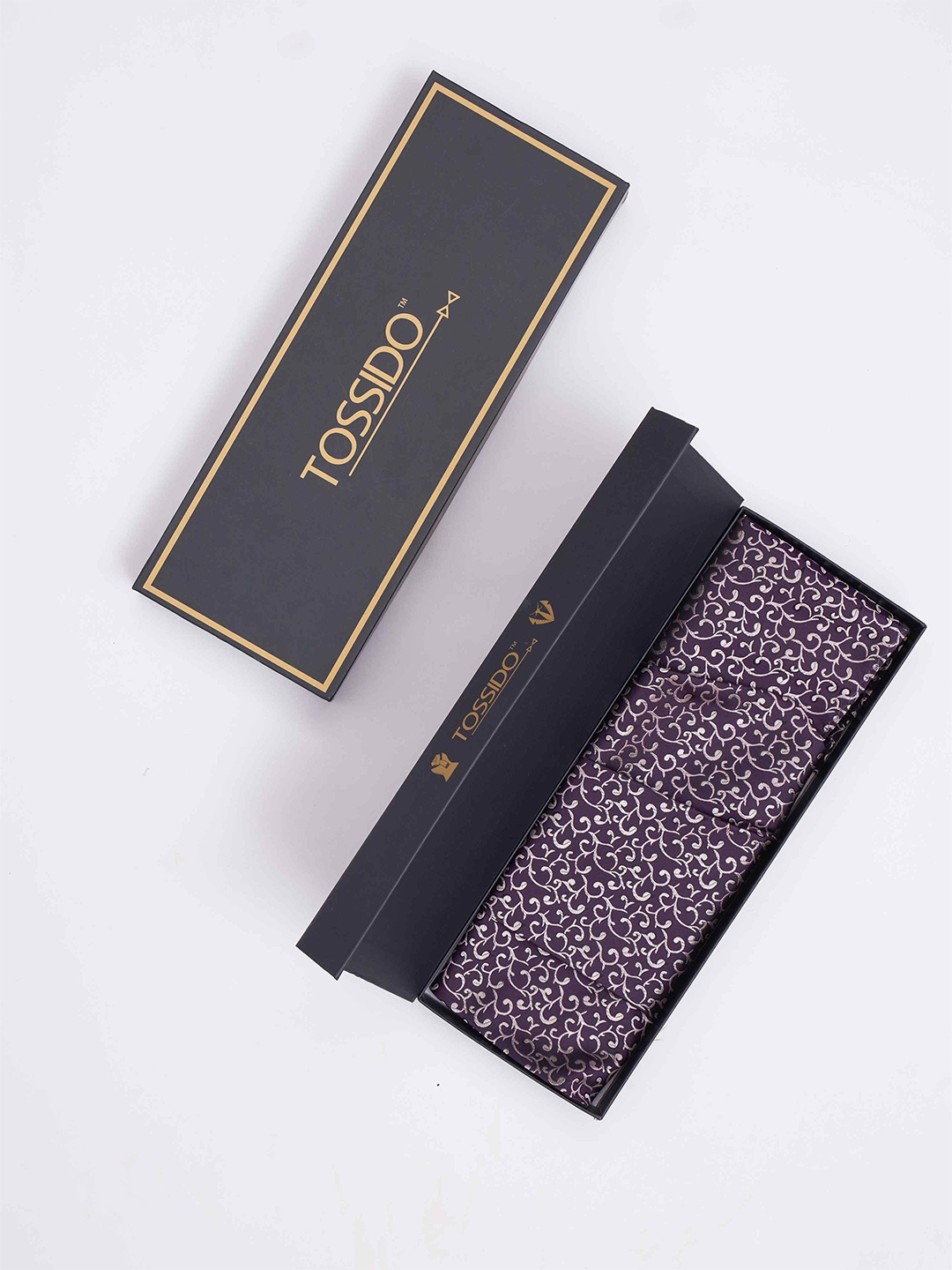 

Tossido Men Woven Cravat & Pocket Square Accessory Gift, Purple