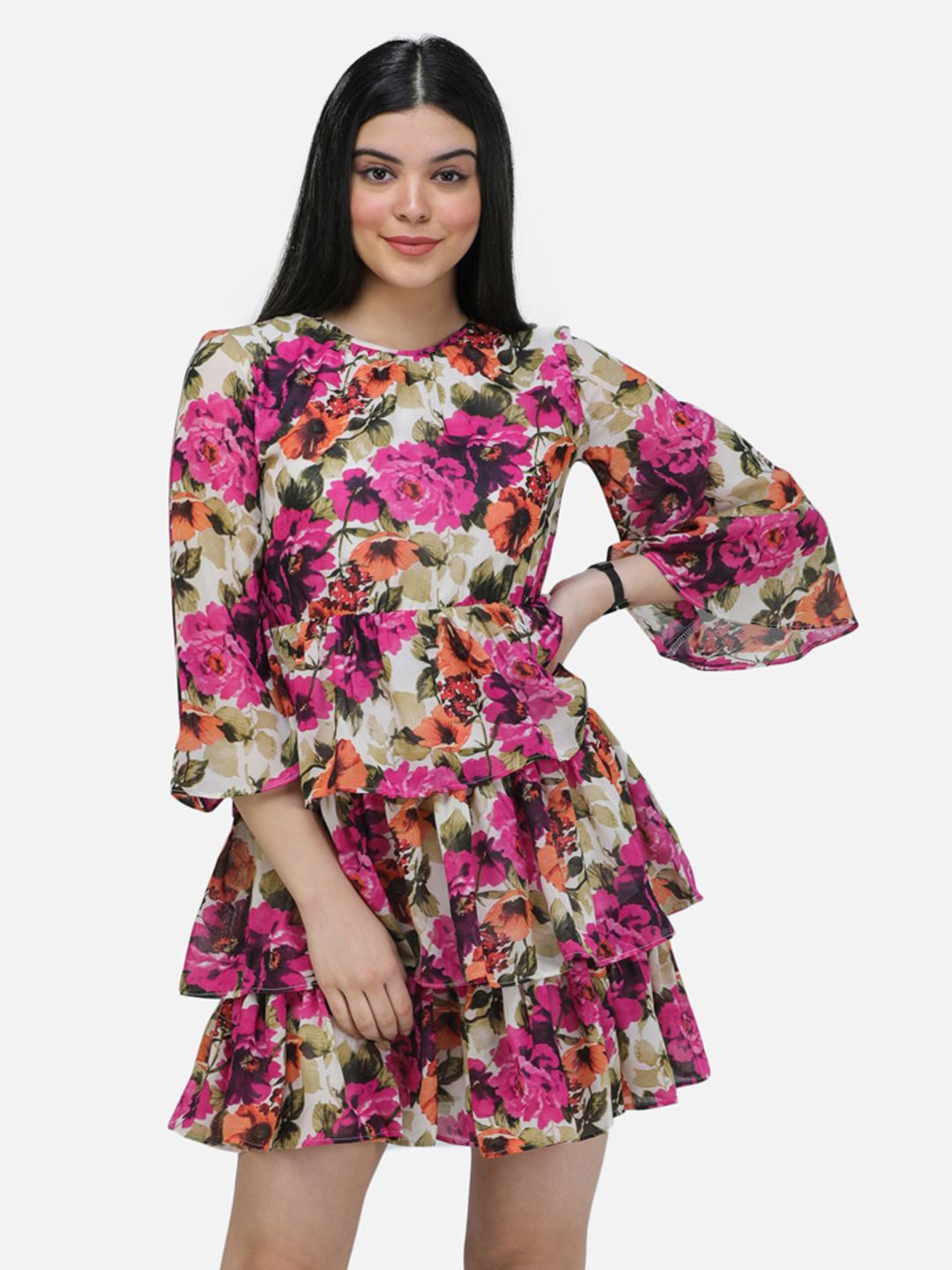 

BAESD Women Georgette Fit and Flare Dress, Pink