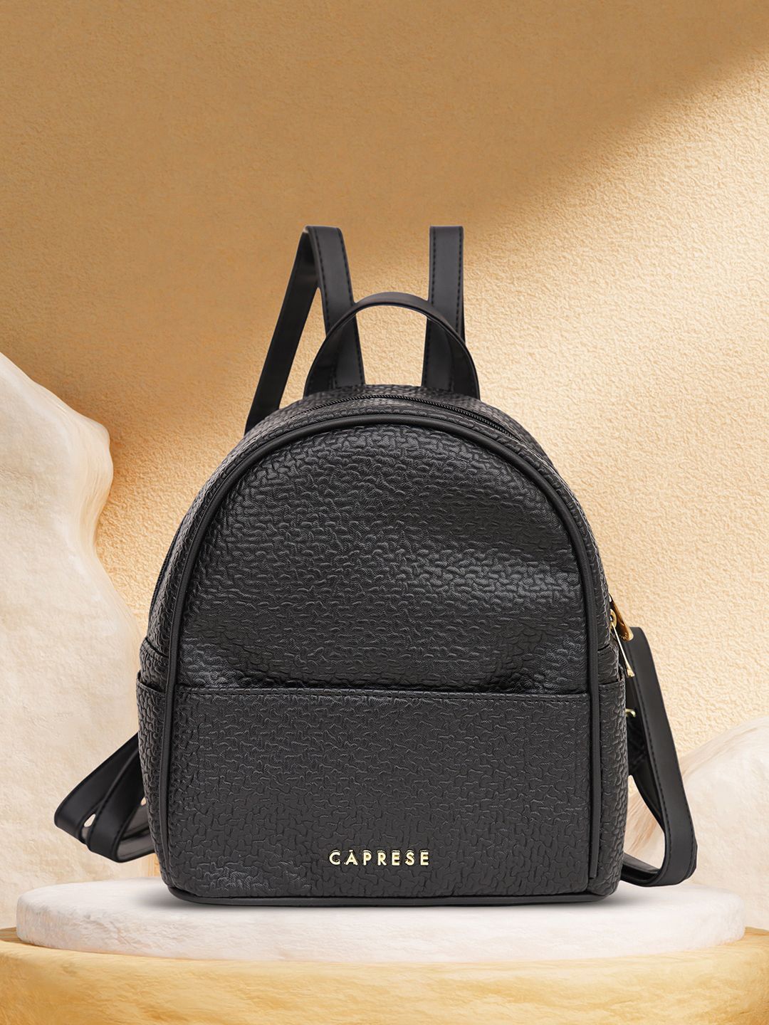 

Caprese Women Brand Logo Backpack, Black