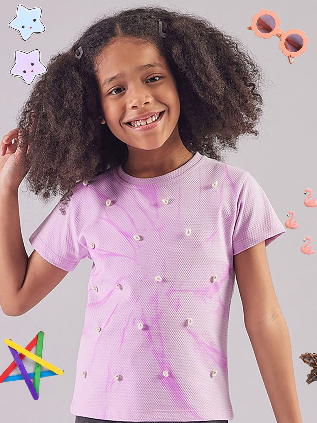 

PAMPOLINA Girls Round Neck Top, Lavender