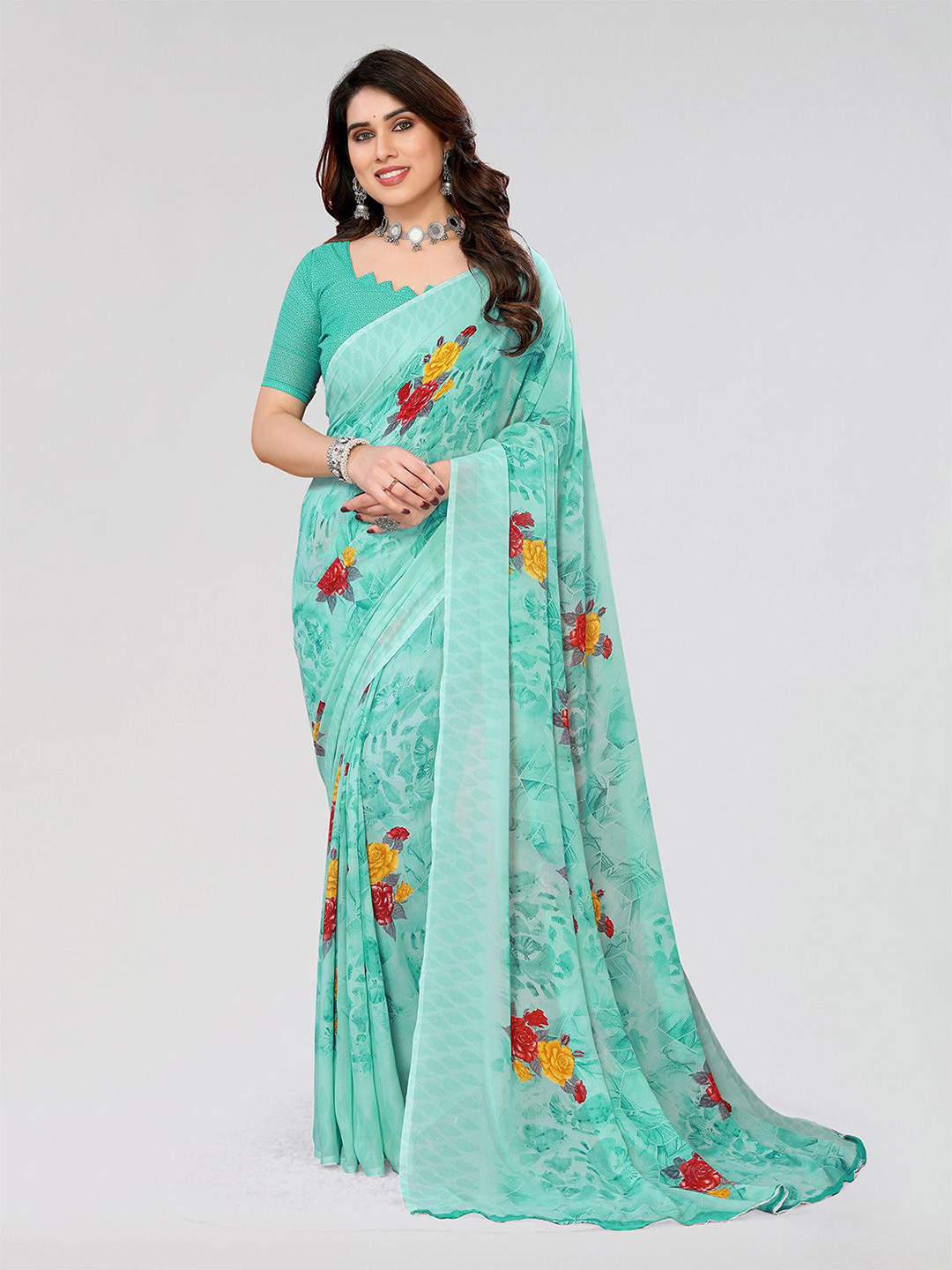 

Moda Rapido Floral Printed Saree, Blue