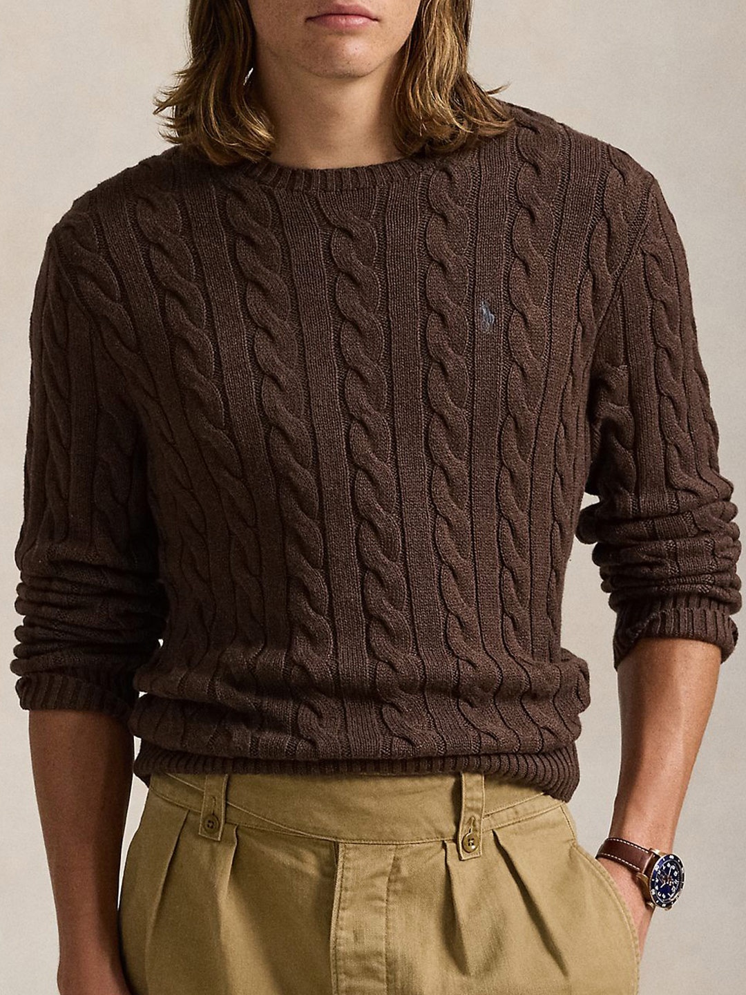

Polo Ralph Lauren Women Cable Knit Cotton Sweater, Brown