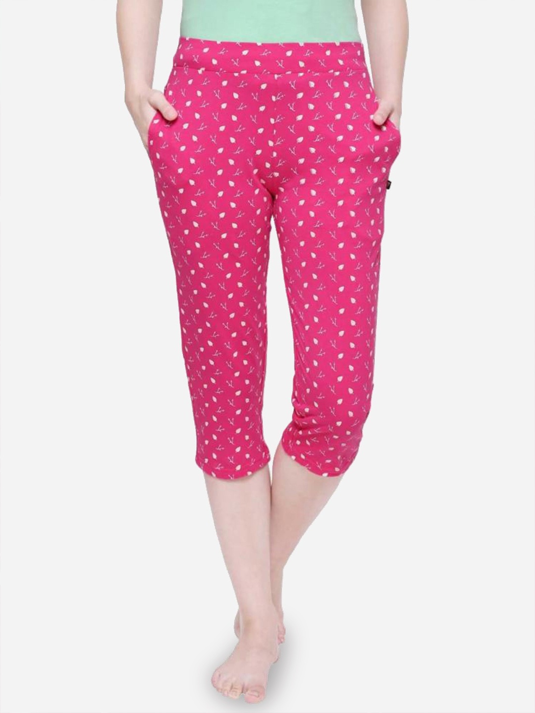 

Bodycare Women Printed Mid-Rise Cotton Capris, Fuchsia