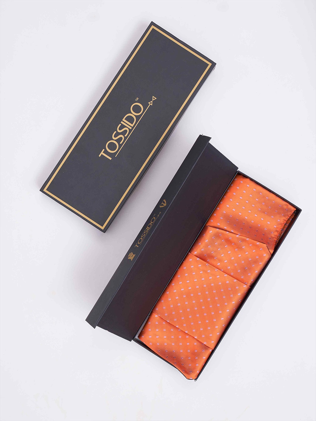 

Tossido Men Woven Design Cravat & Pocket Square Accessory Gift, Brown