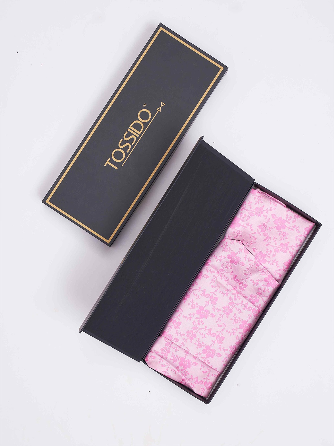 

Tossido Men Woven Cravat & Pocket Square Accessory Gift, Pink