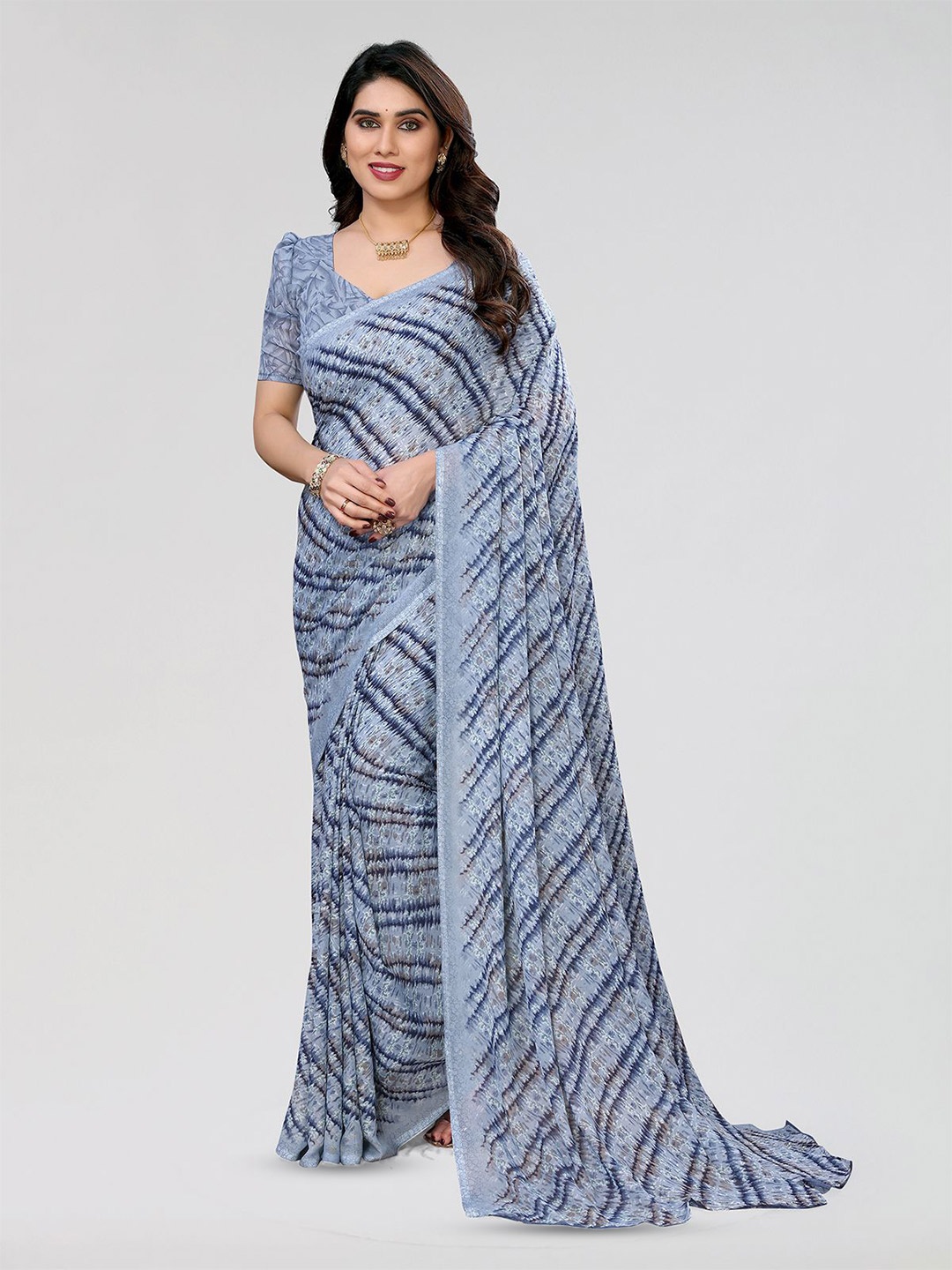 

ANAND SAREES Abstract Printed Saree, Grey