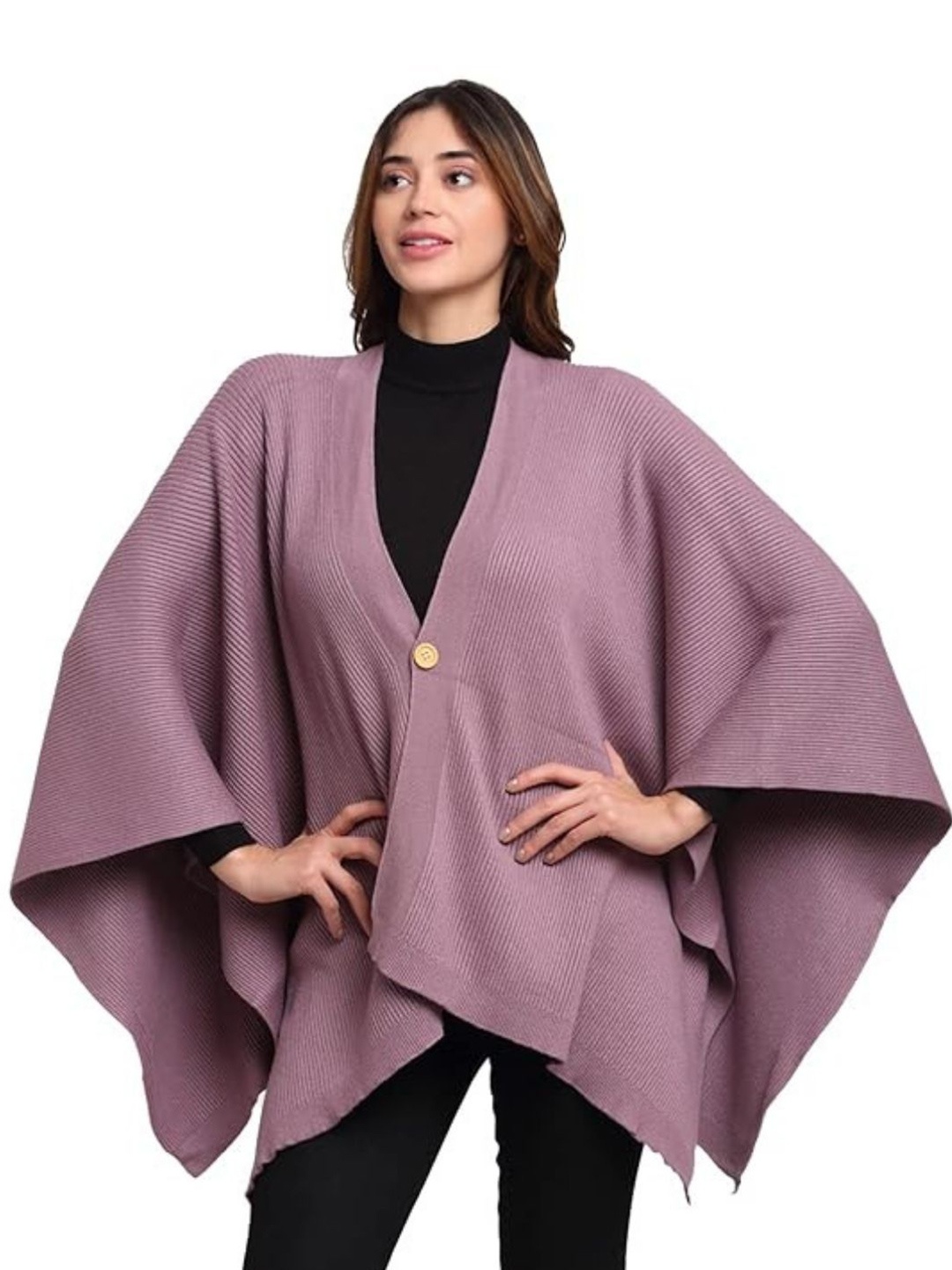 

Global Republic Women V-Neck Poncho Sweaters, Purple