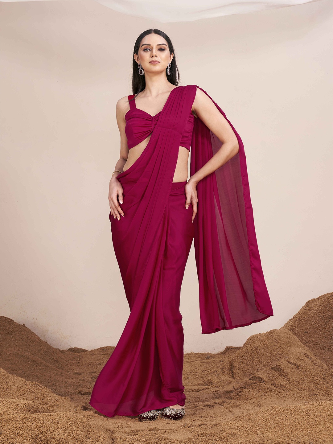 

Tikhi Imli Satin Ready to Wear Saree, Maroon