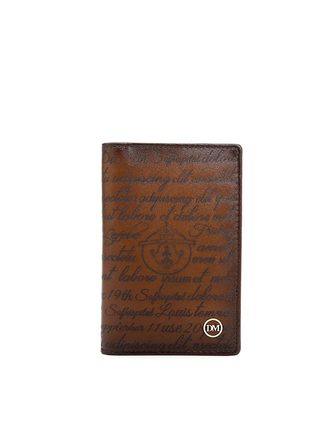 

Da Milano Unisex Typography Printed Leather Card Holder, Brown