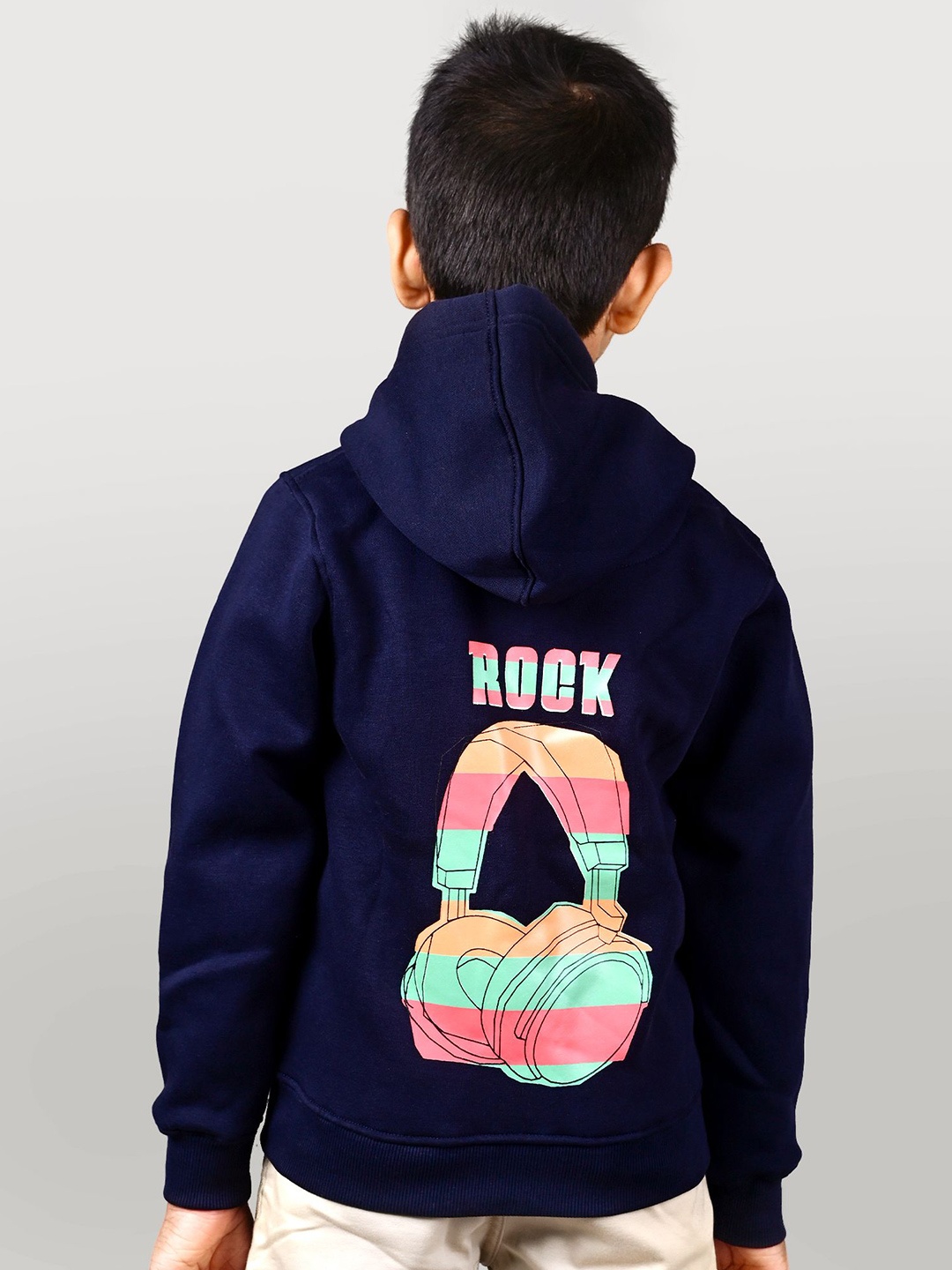 

YOUMAA Boys Printed Cotton Hooded Sweatshirt, Navy blue