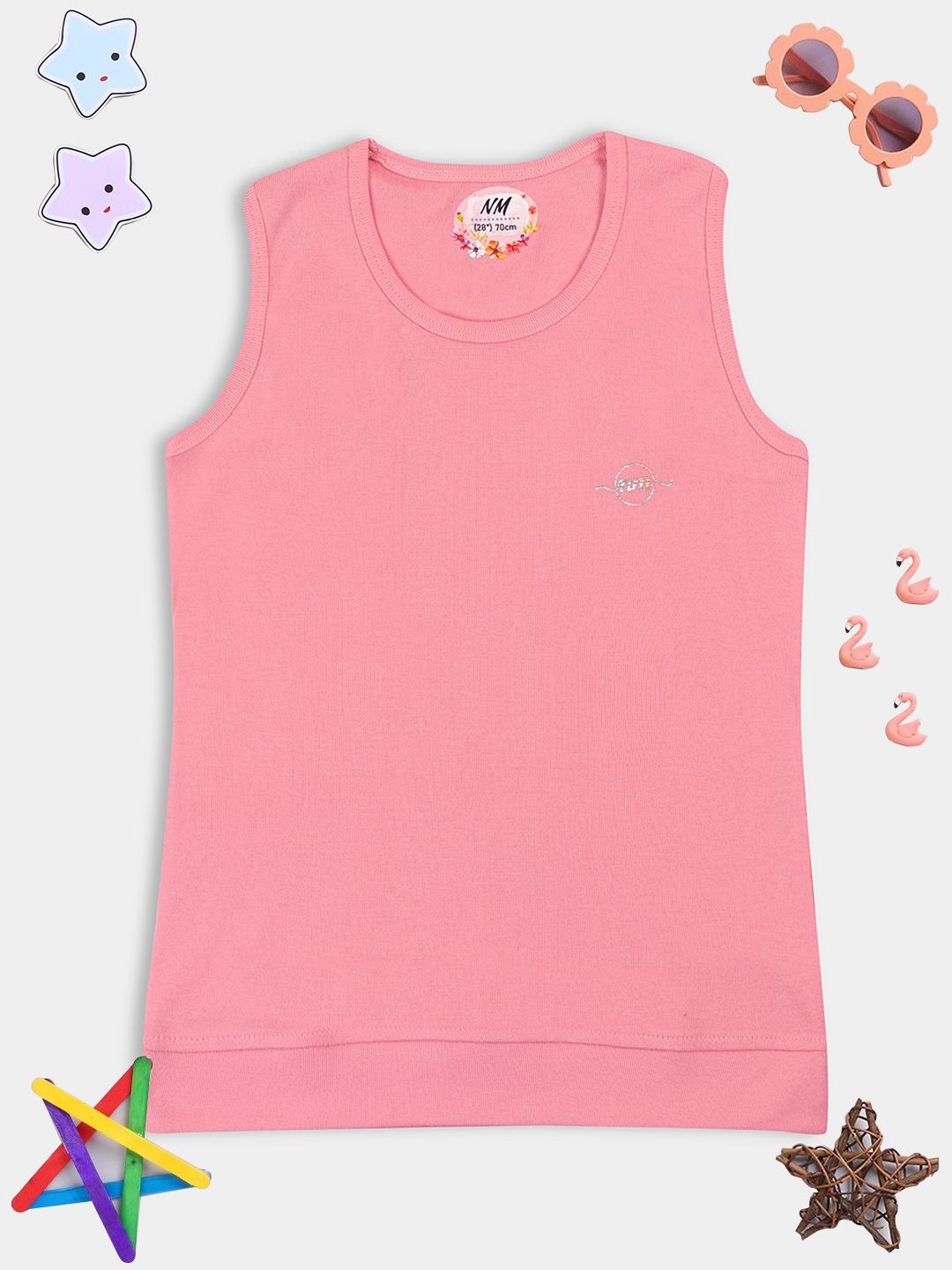 

PAMPOLINA Girls Ribbed Fitted Top, Peach