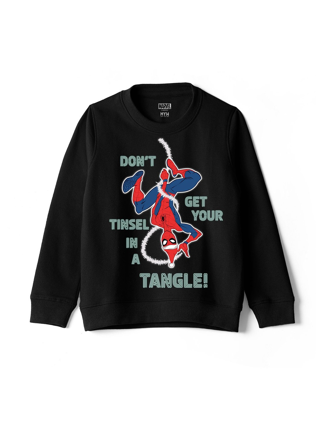 

Wear Your Mind Boys Spider-Man Character Printed Sweatshirt, Black