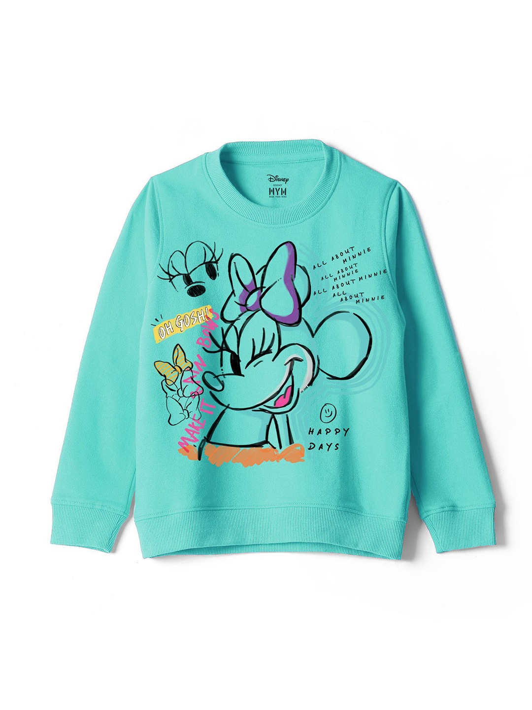 

Wear Your Mind Girls Minnie Printed Sweatshirt, Green