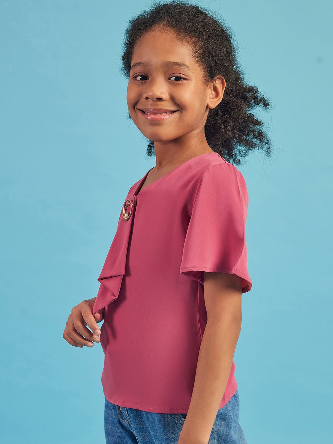 

PAMPOLINA Girls V-Neck Short Sleeves Top, Coral