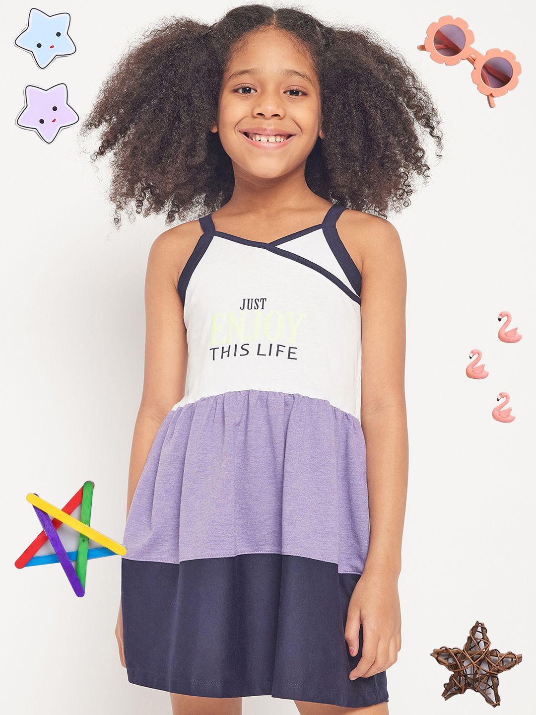 

PAMPOLINA Girls Colourblocked Sleeveless Top, Purple