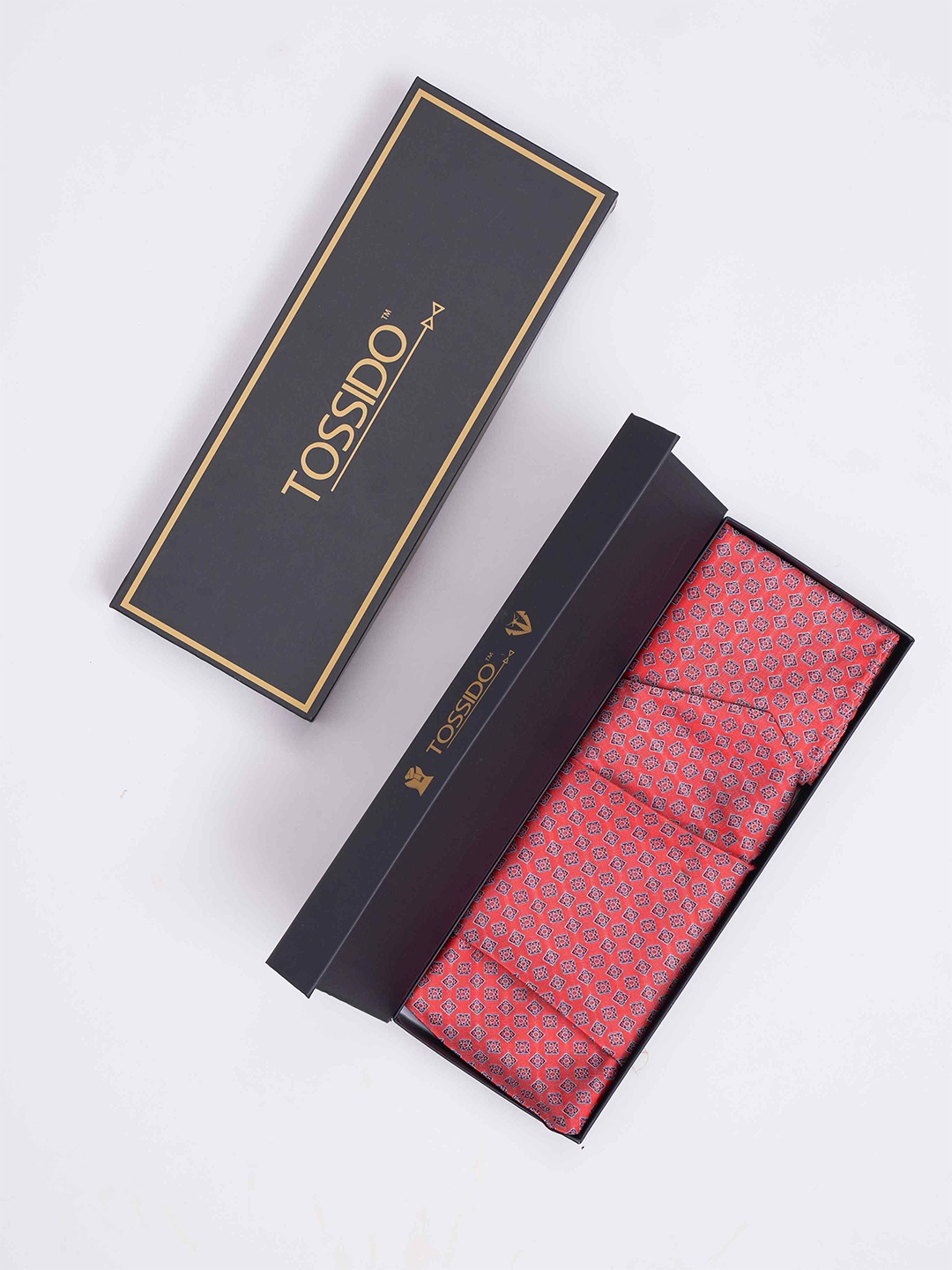 

Tossido Men Woven Design Cravat & Pocket Square Accessory Gift, Orange