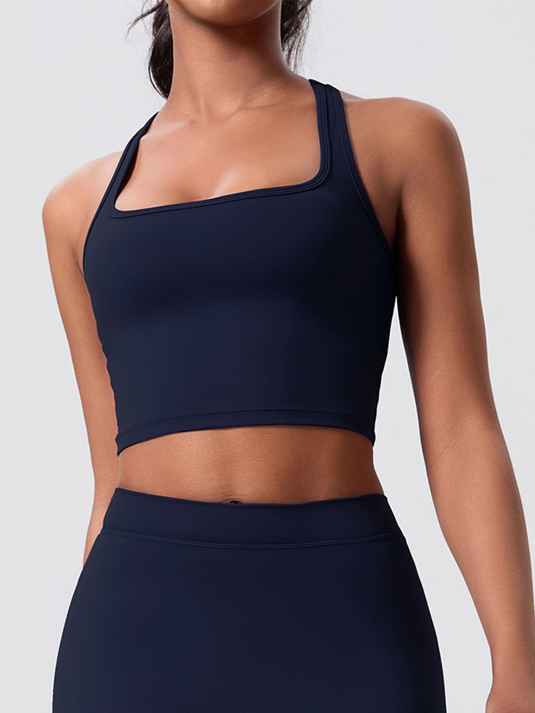 

LULU & SKY Women Square Neck Tank Crop Top, Blue