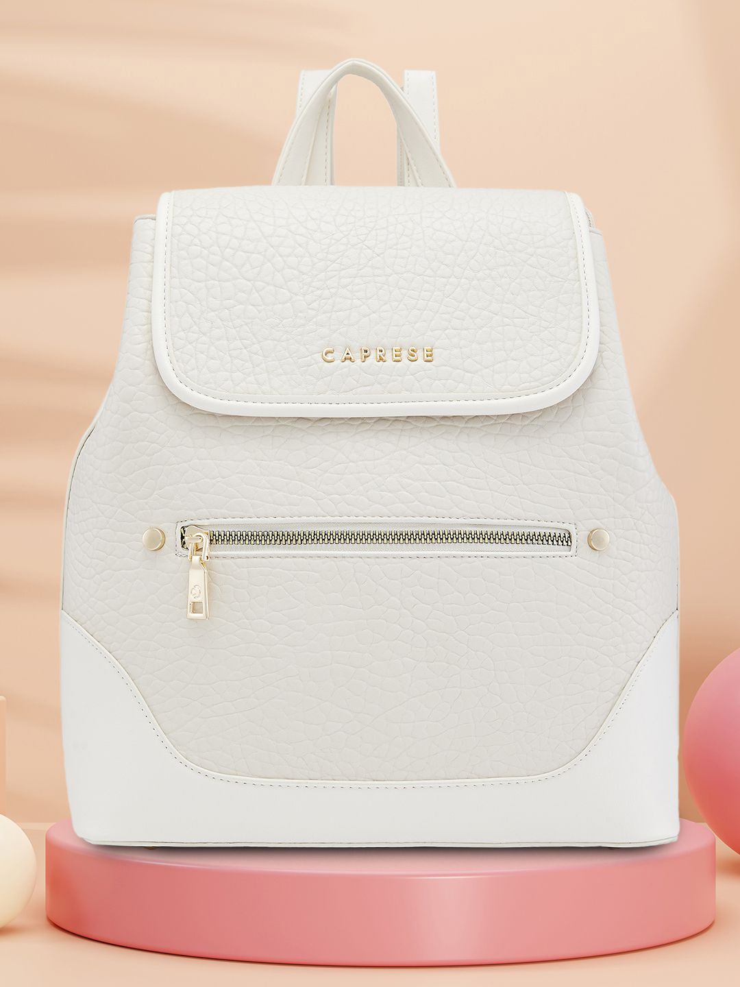 

Caprese Women Textured Backpack, White