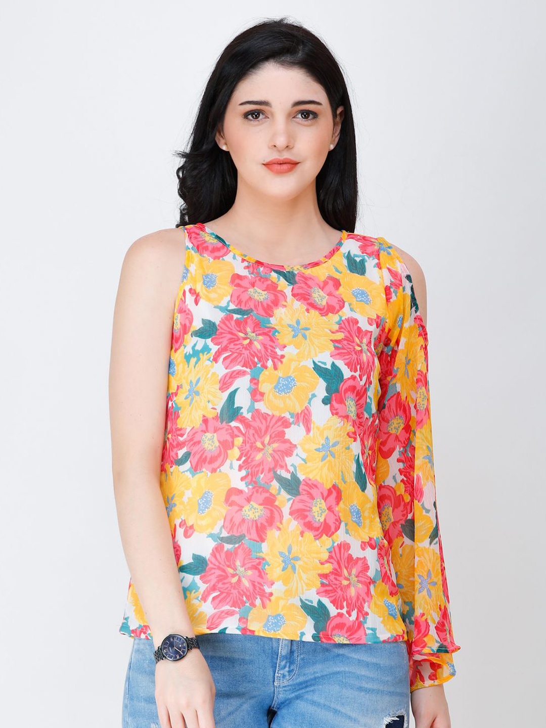 

BAESD Women Floral Printed Round Neck Top, Multi