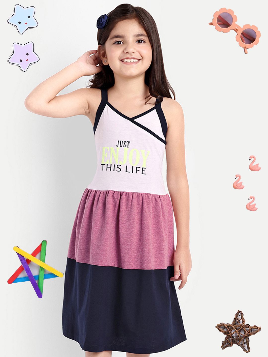 

PAMPOLINA Girls Shoulder Straps Fit and Flare, Pink