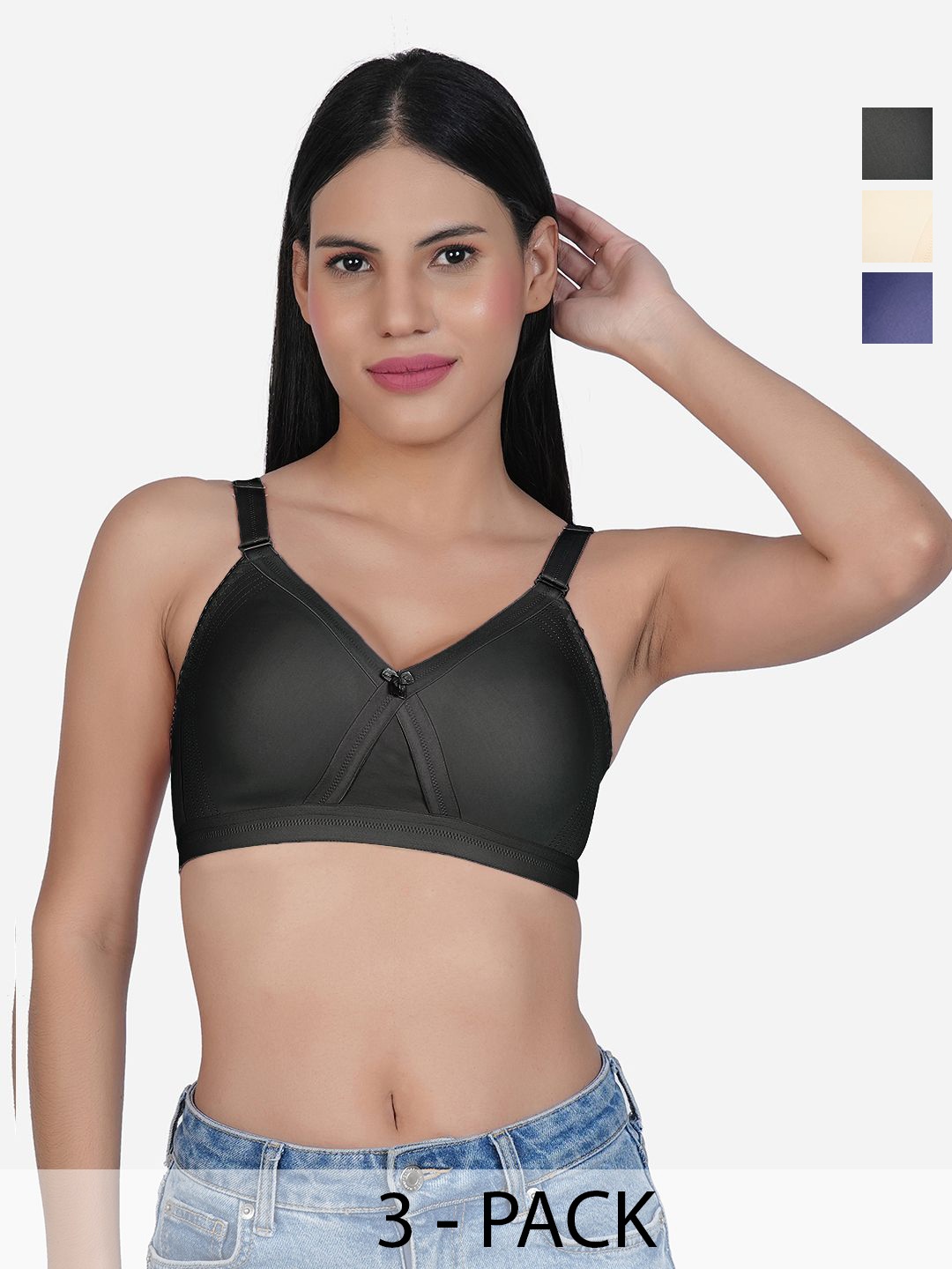 

SHYAM SONS FLAIR Pack Of 3 Full Coverage Minimizer Bra, Blue
