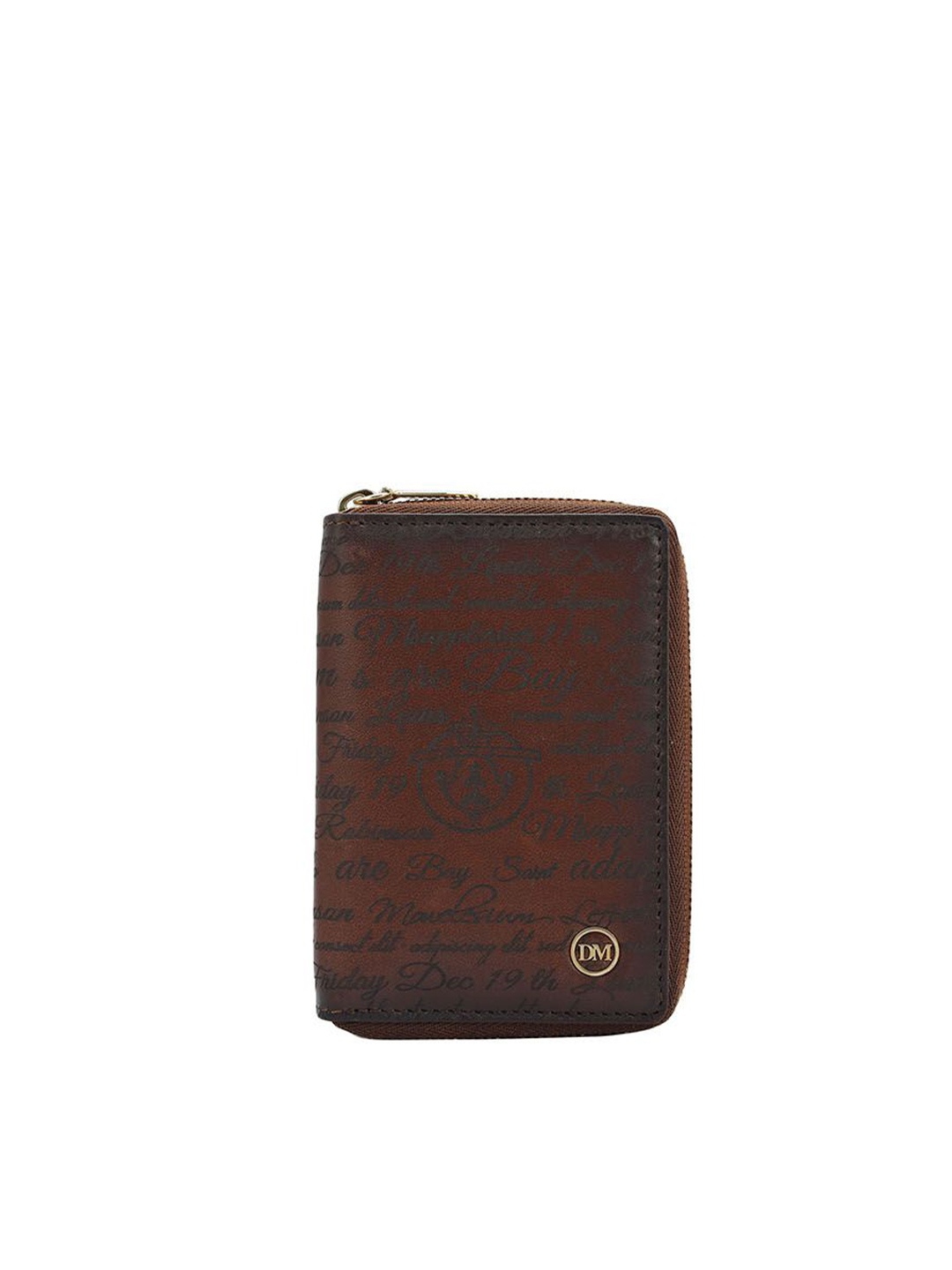 

Da Milano Unisex Textured Leather Zip Around Wallet, Brown