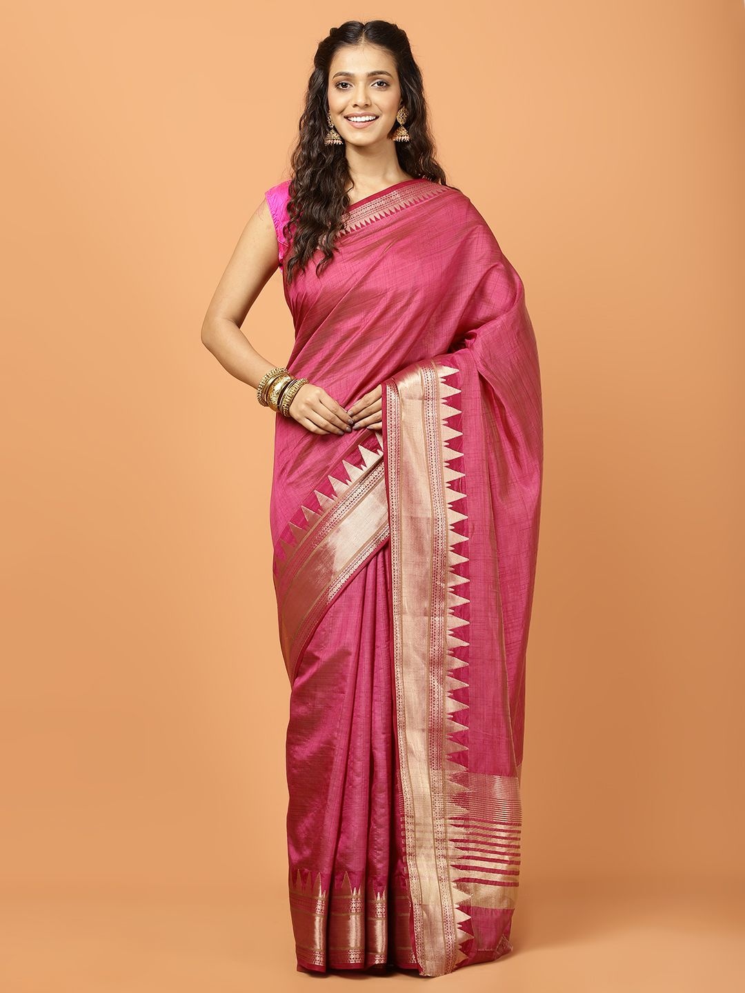 

Meena Bazaar Woven Design Zari Saree, Burgundy
