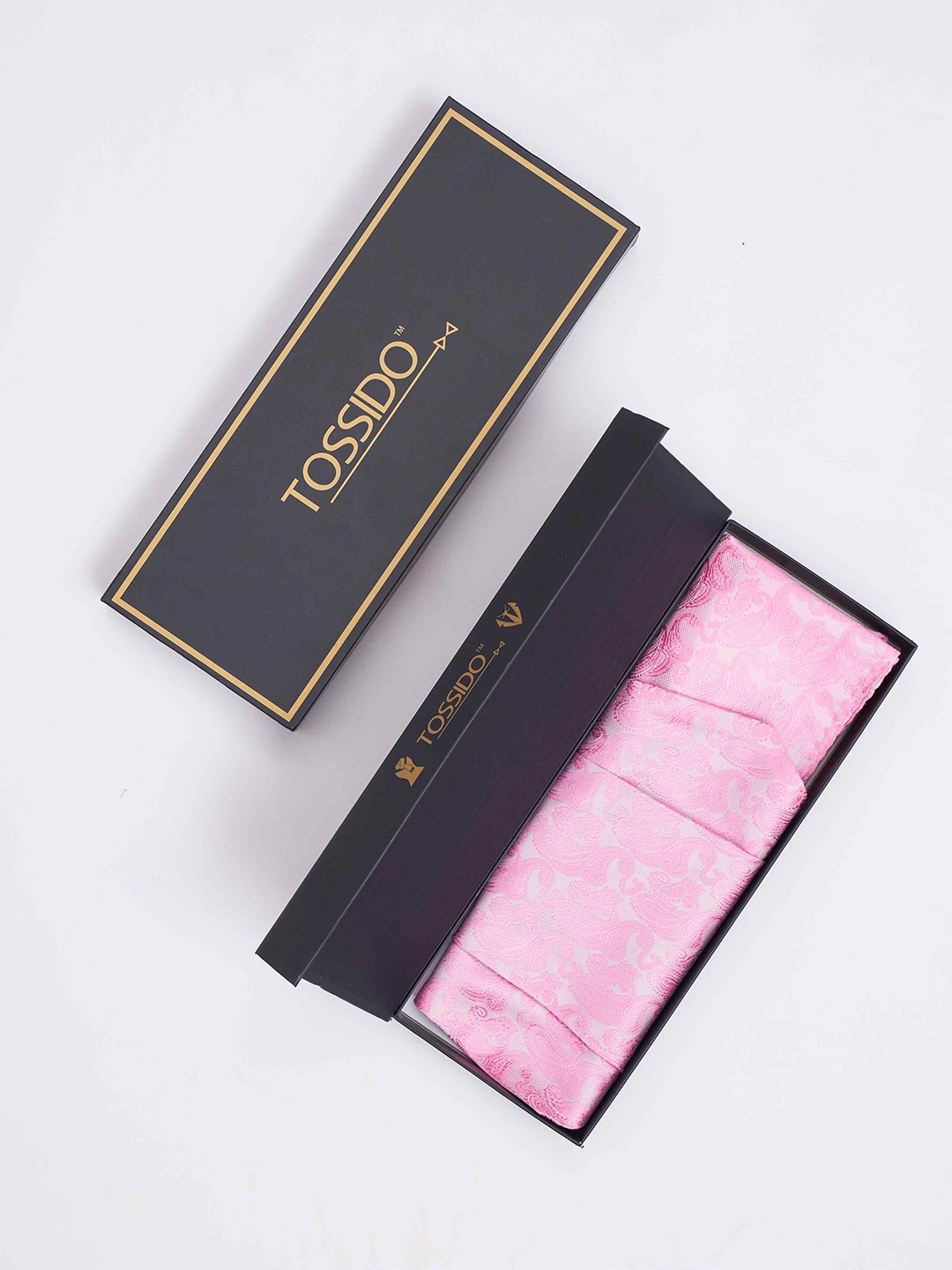 

Tossido Men Woven Design Cravat & Pocket Square Accessory Gift, Pink