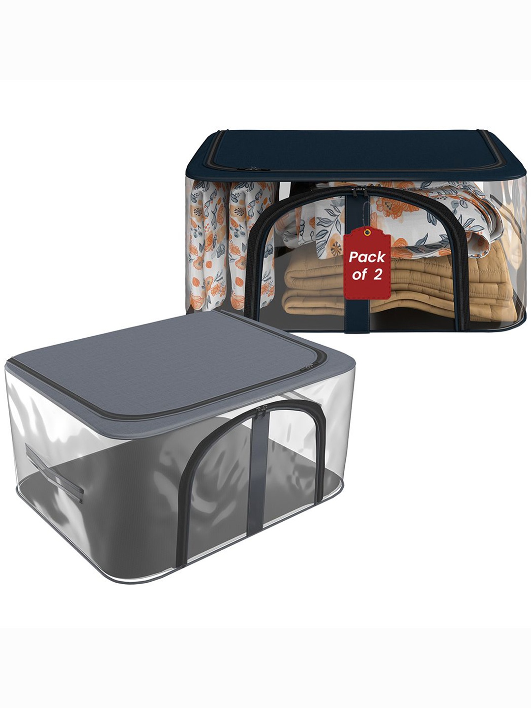 

Kuber Industries Navy Blue 2 Pieces Regular Drawer Organisers